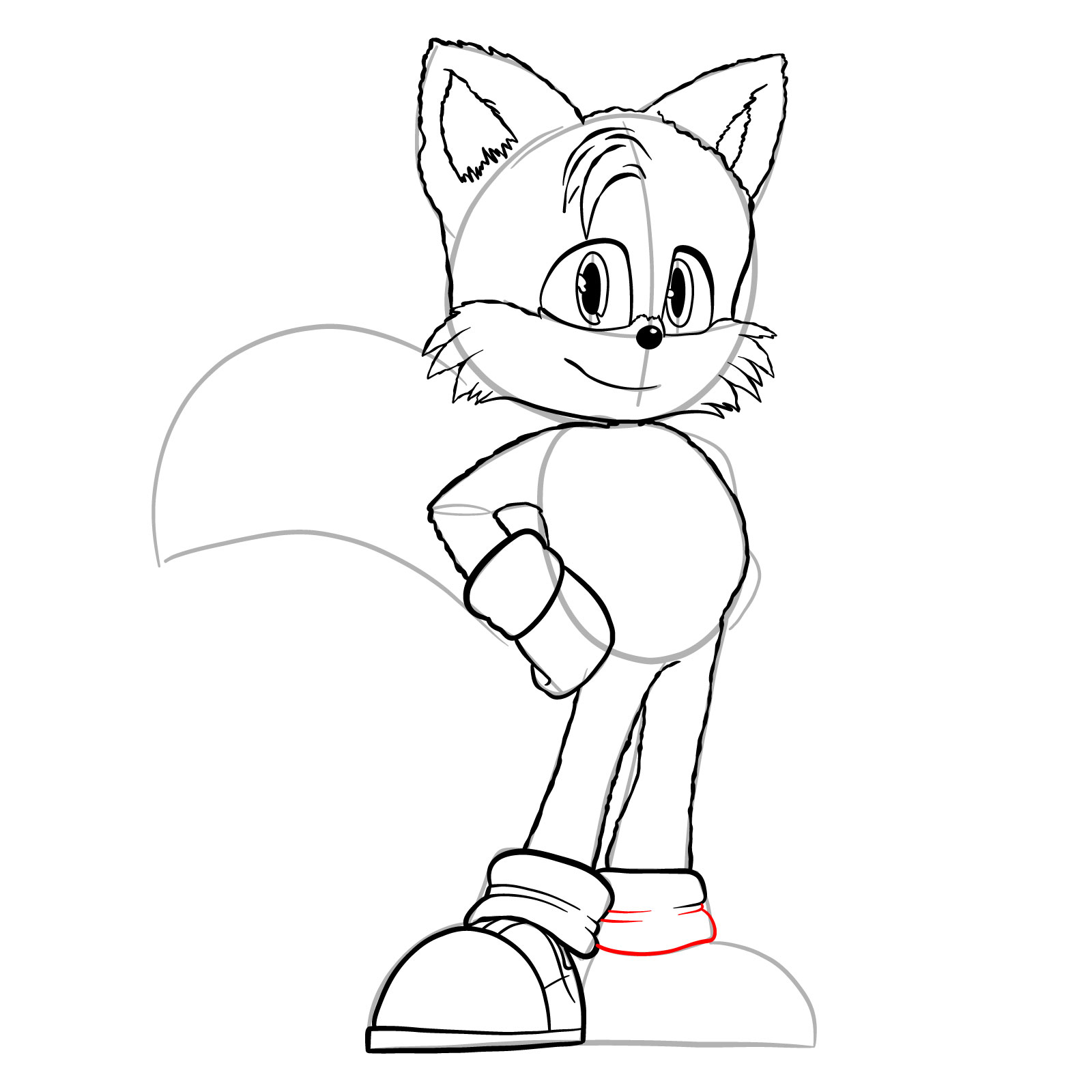 How to draw Tails (movie version) - step 27