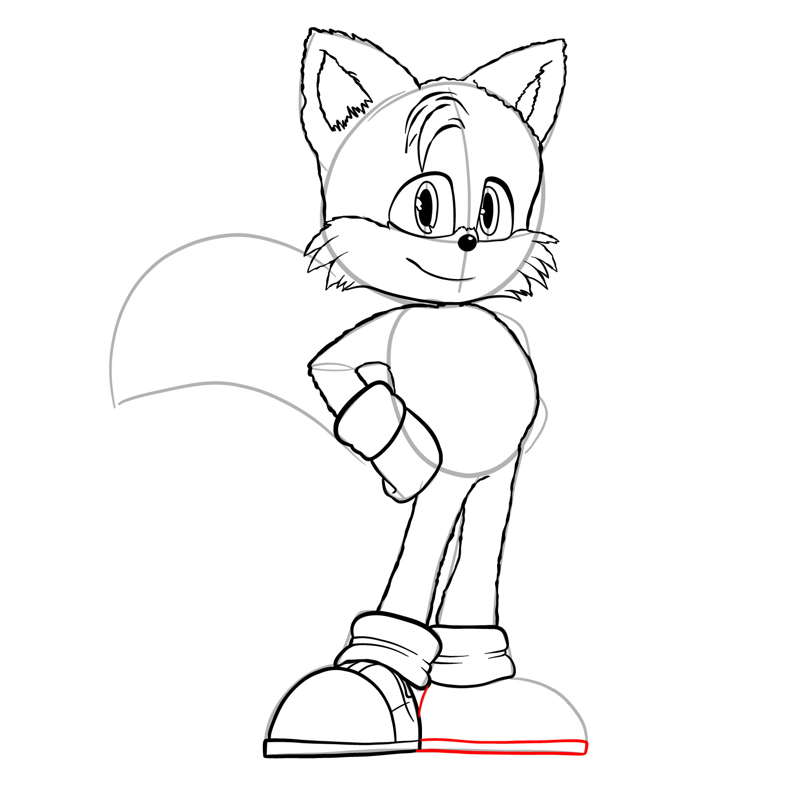 How to draw Tails (movie version) - step 28