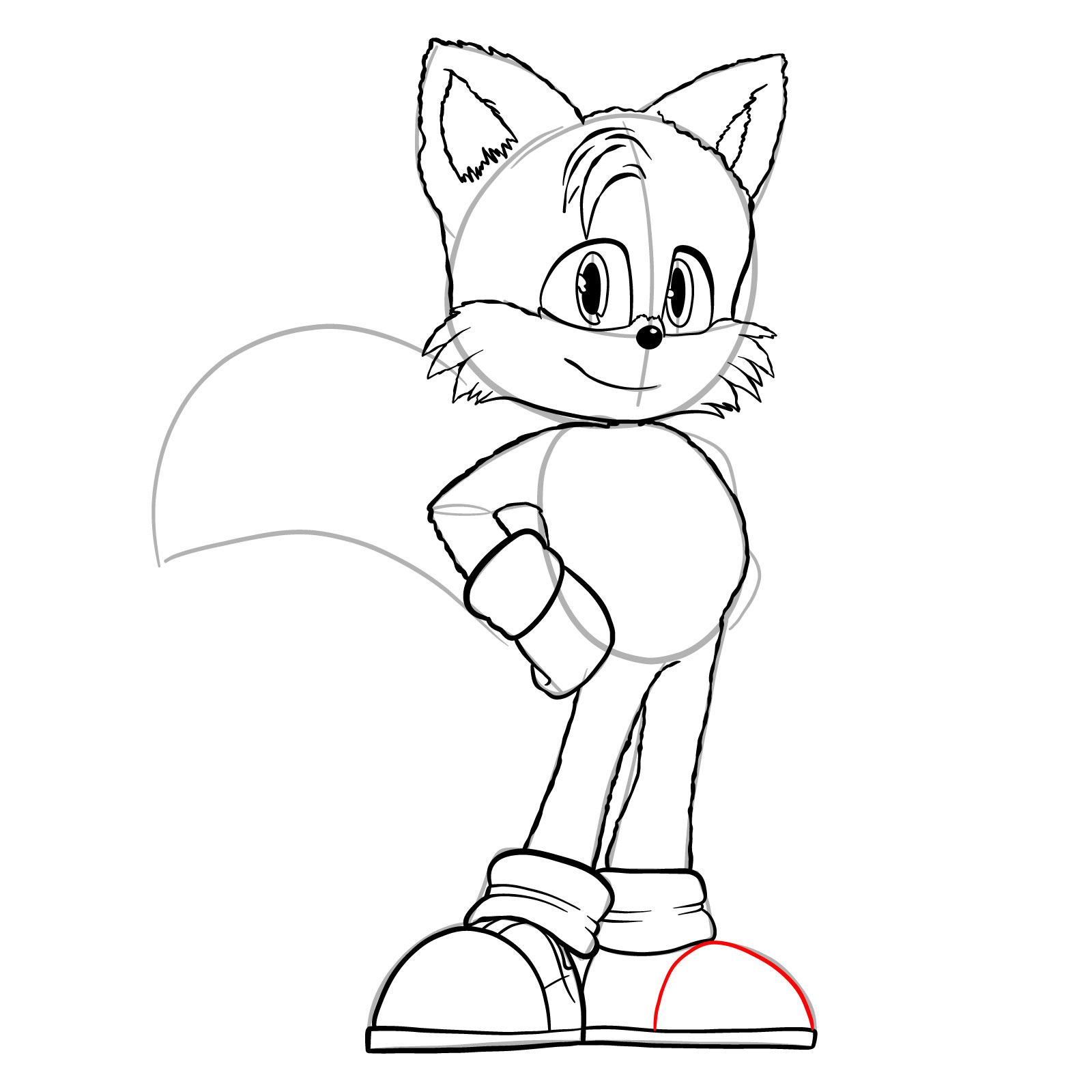 How to draw Tails (movie version) - step 29