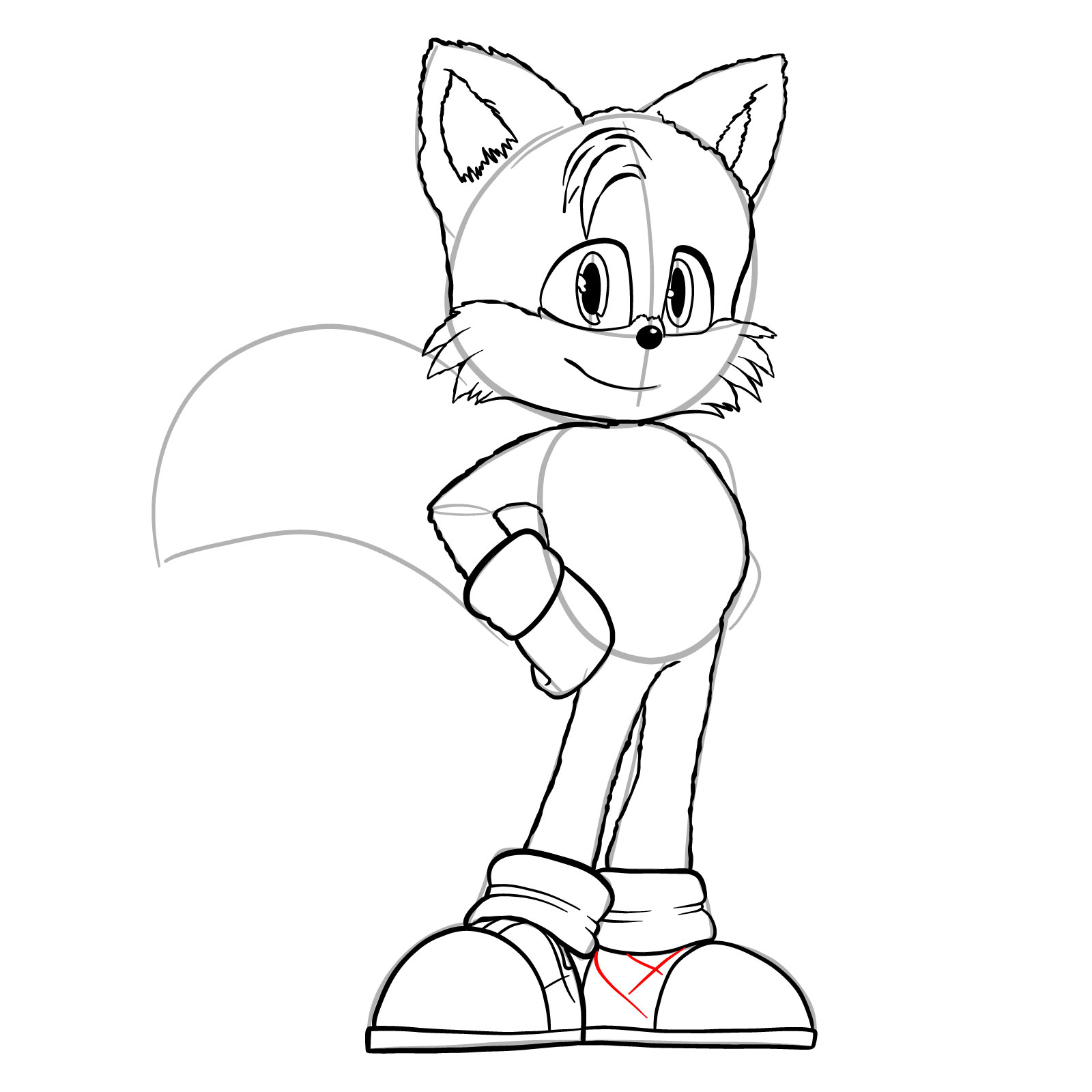 How to draw Tails (movie version) - step 30
