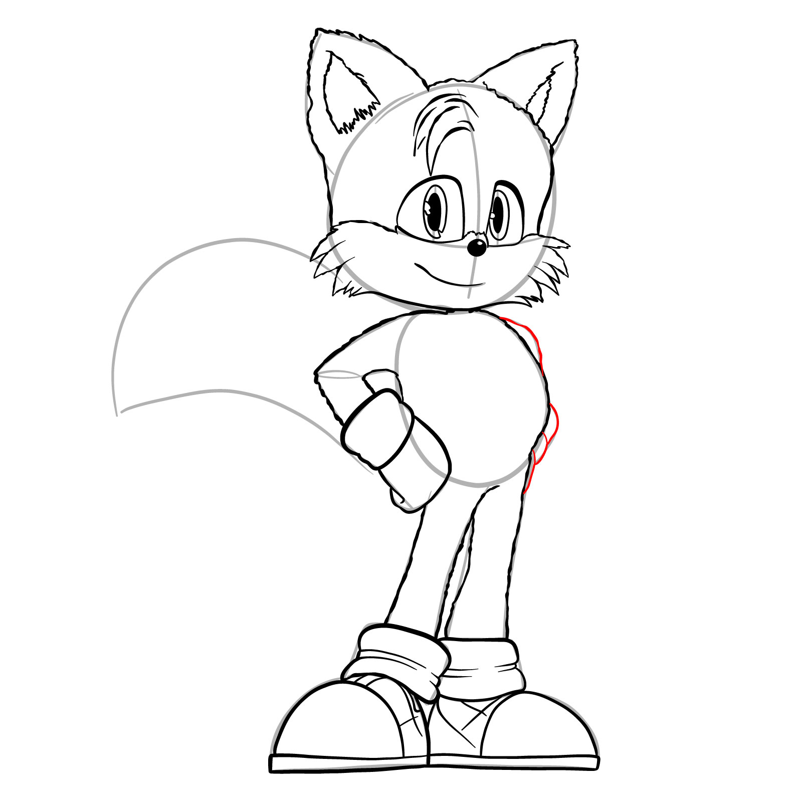 How to draw Tails (movie version) - step 31
