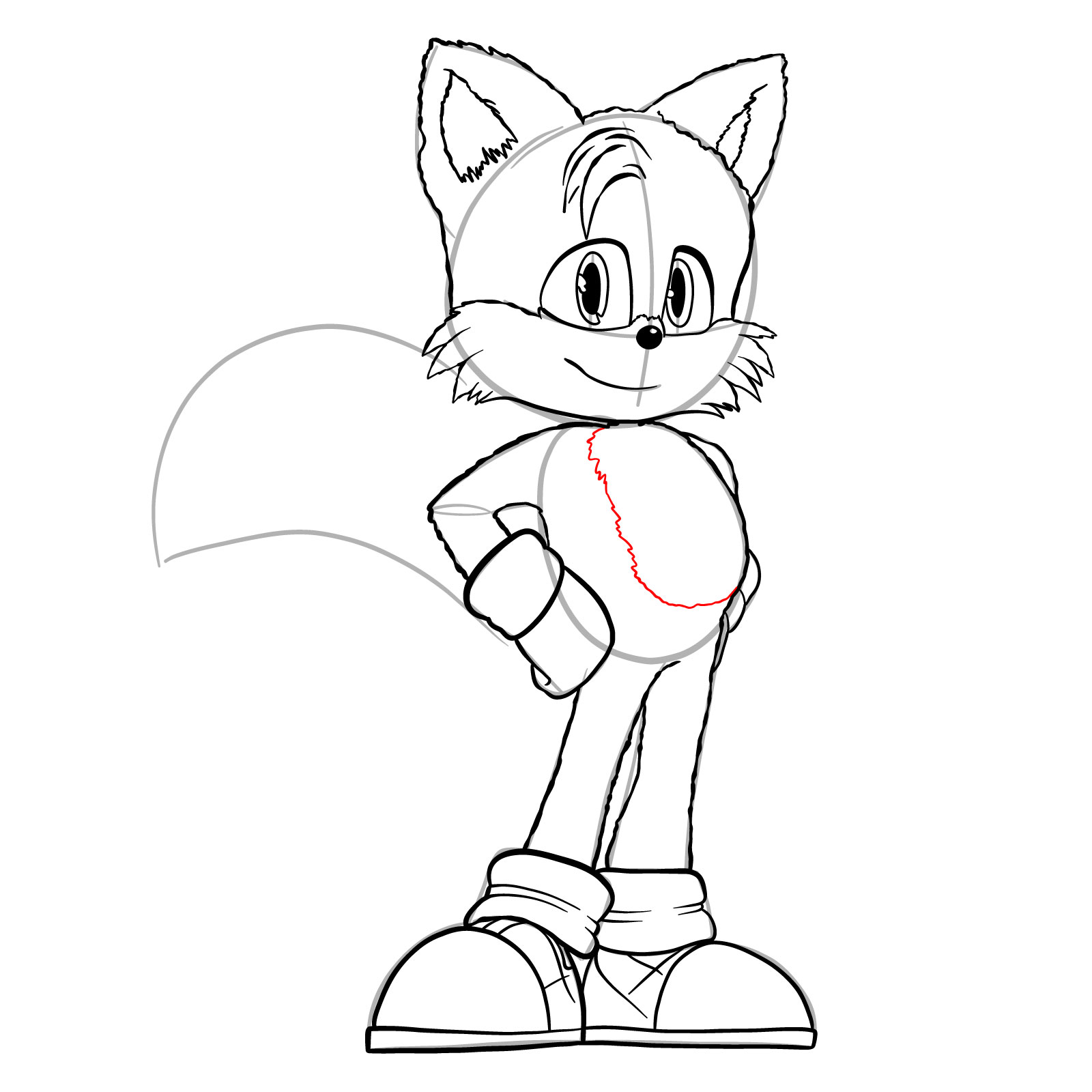 How to draw Tails (movie version) - step 32