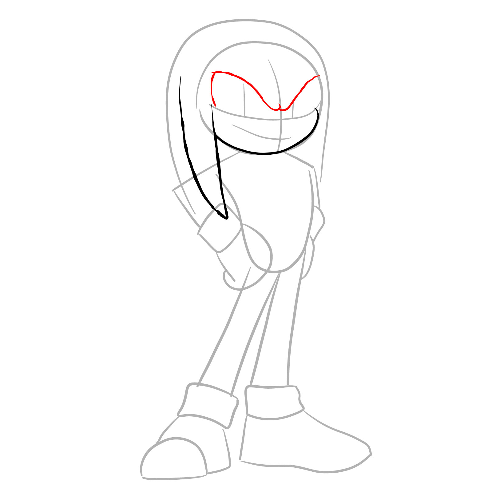 How to draw Knuckles from the movie - step 06