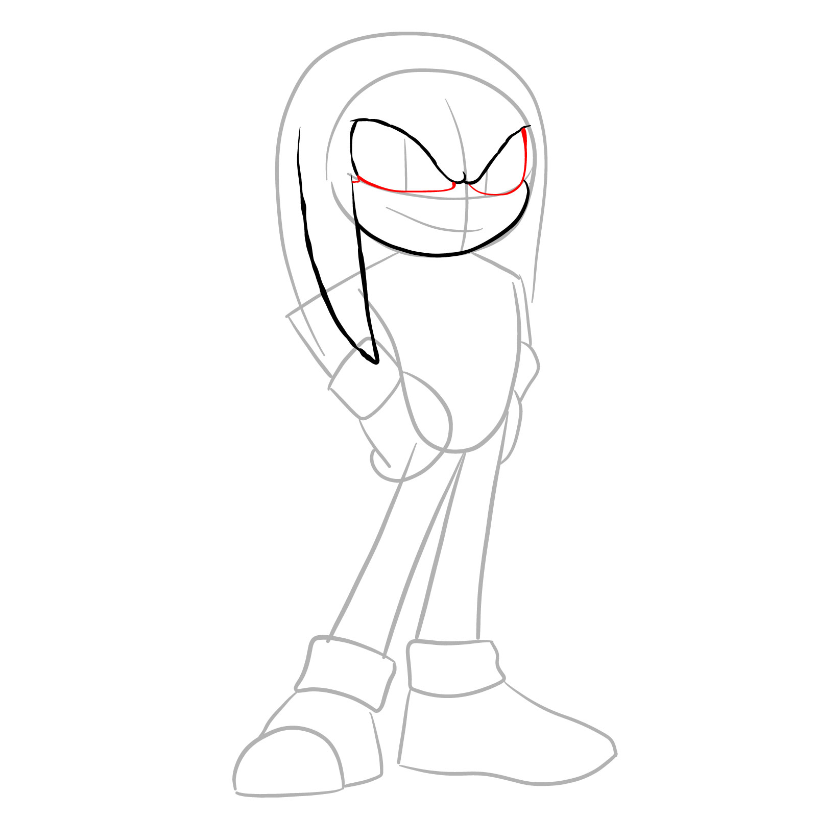 How to draw Knuckles from the movie - step 07