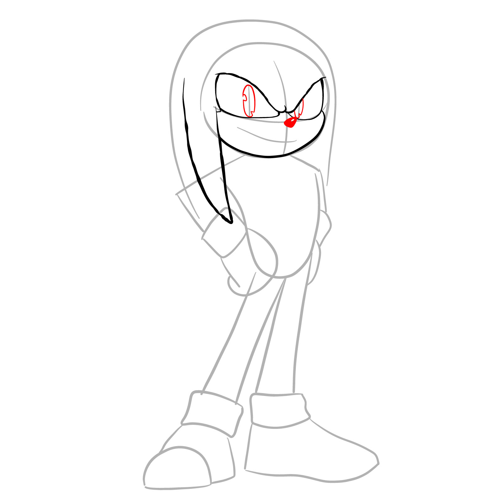 How to draw Knuckles from the movie - step 08