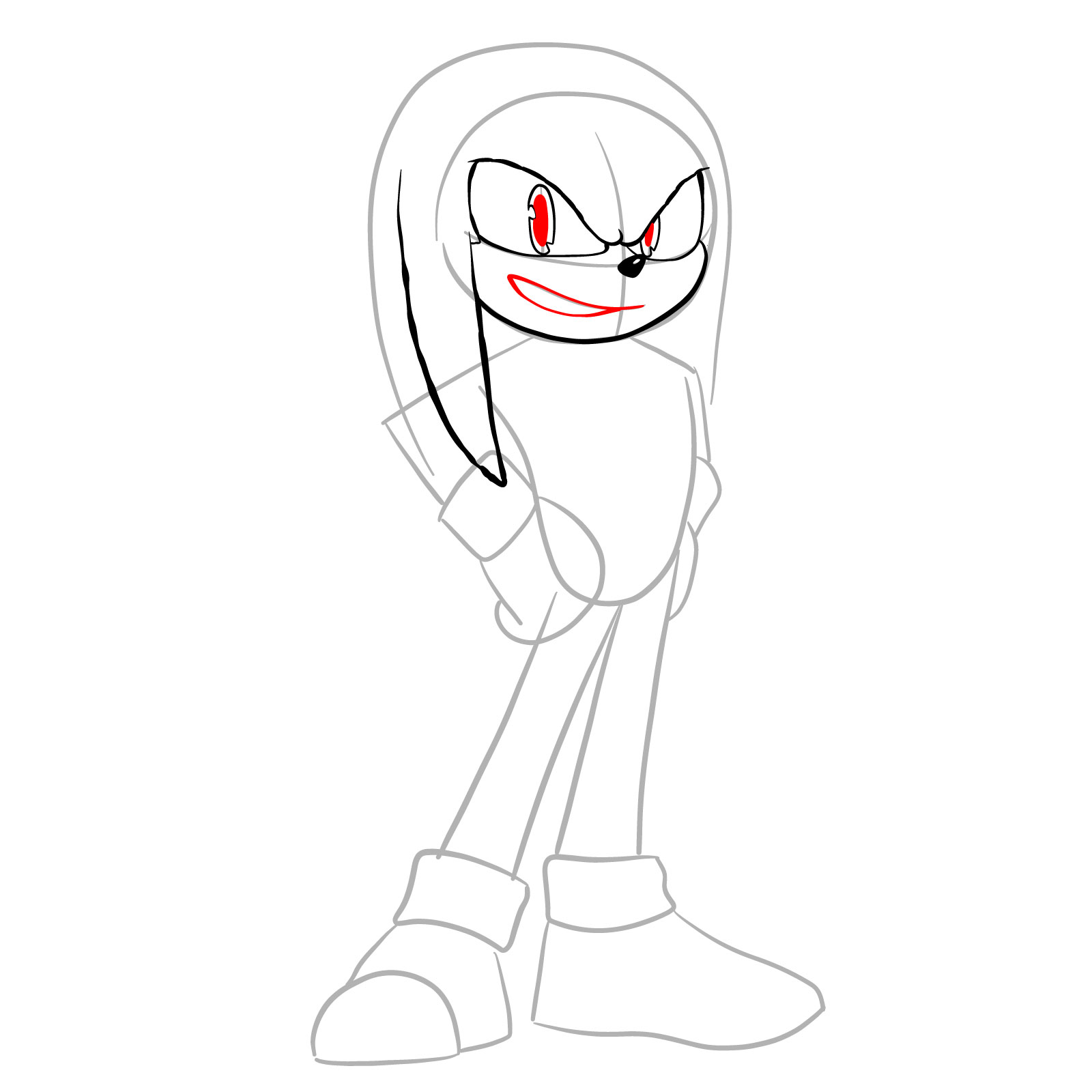 How to draw Knuckles from the movie - step 09