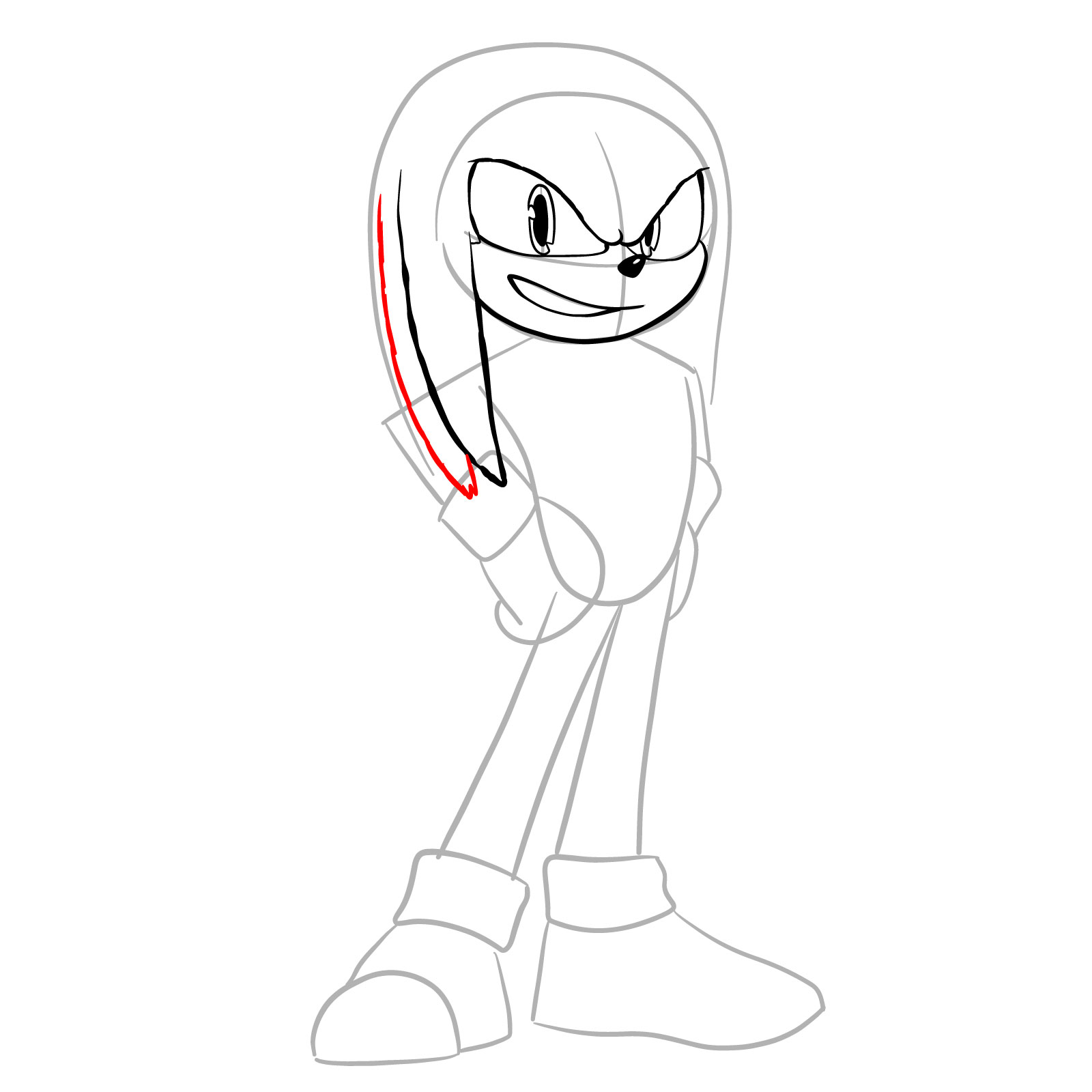How to draw Knuckles from the movie - step 10
