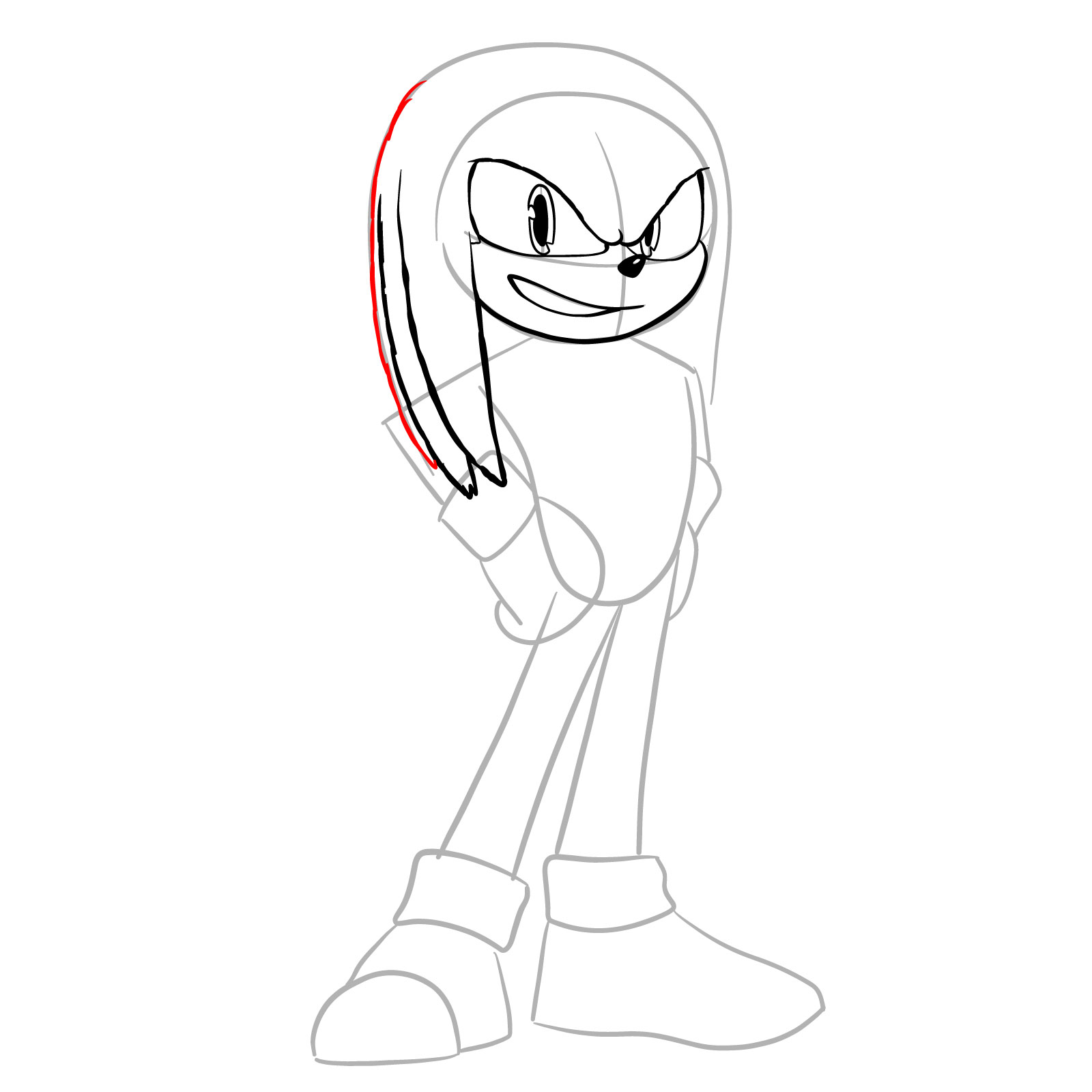 How to draw Knuckles from the movie - step 11