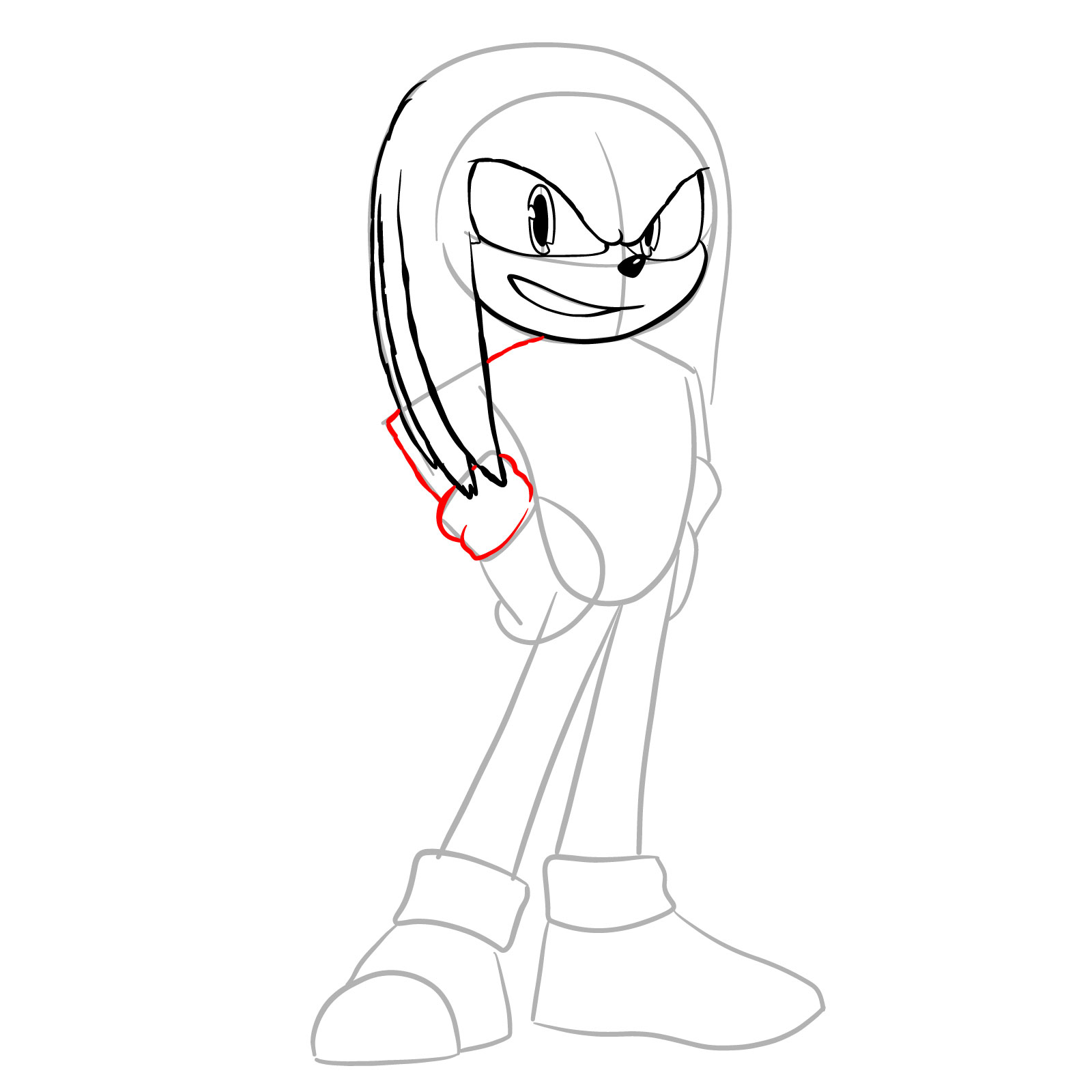 How to draw Knuckles from the movie - step 12