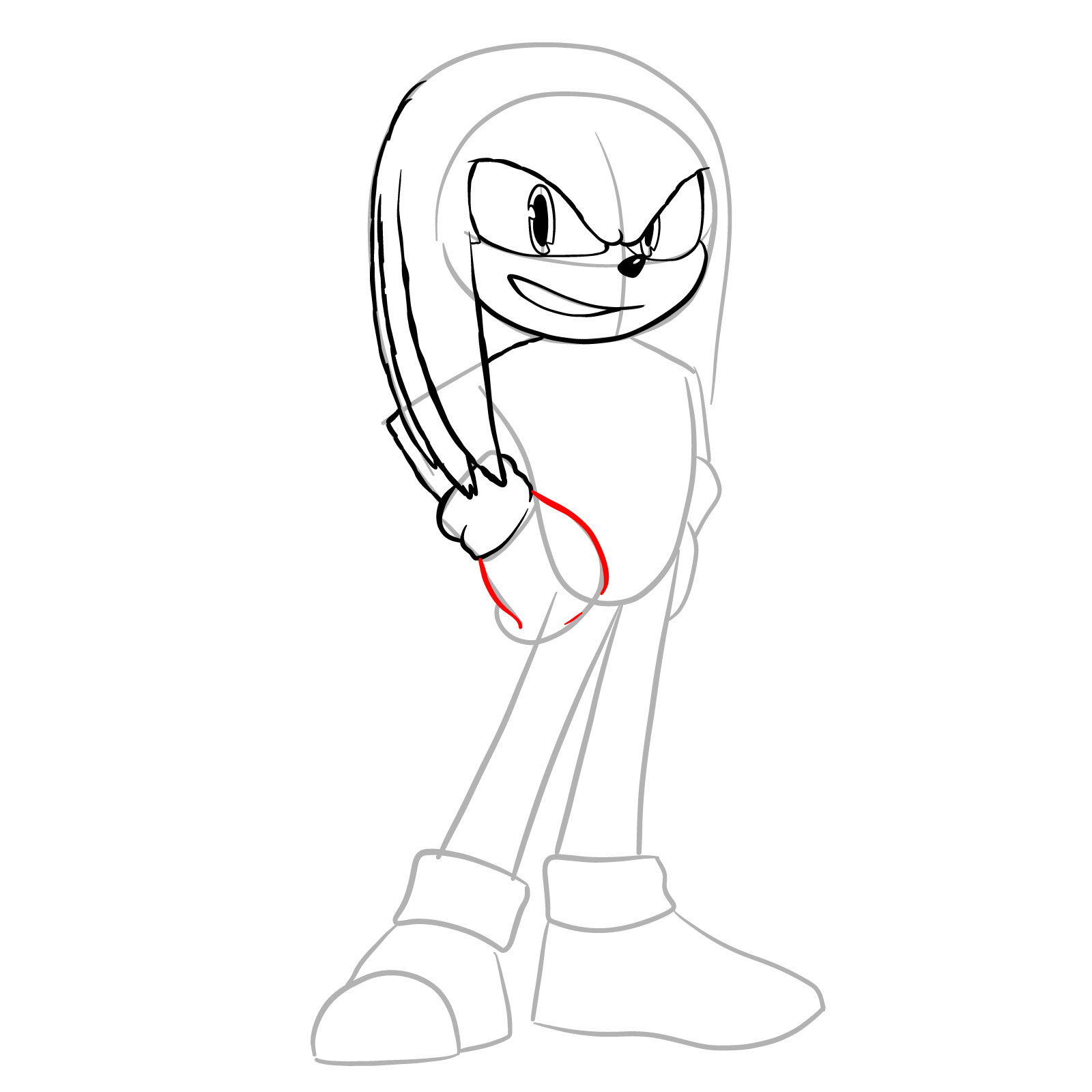 How to draw Knuckles from the movie - step 13