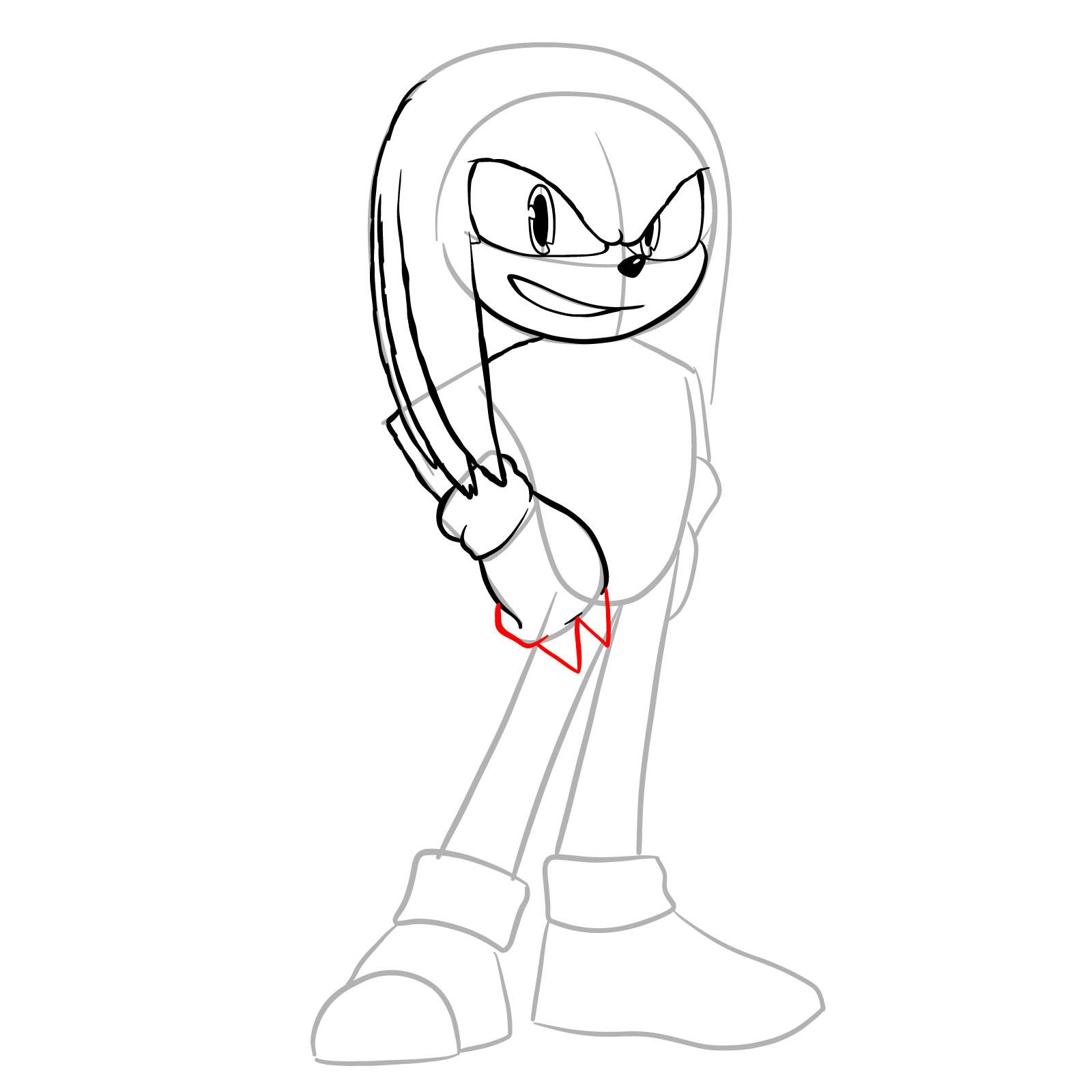 How to draw Knuckles from the movie - step 14