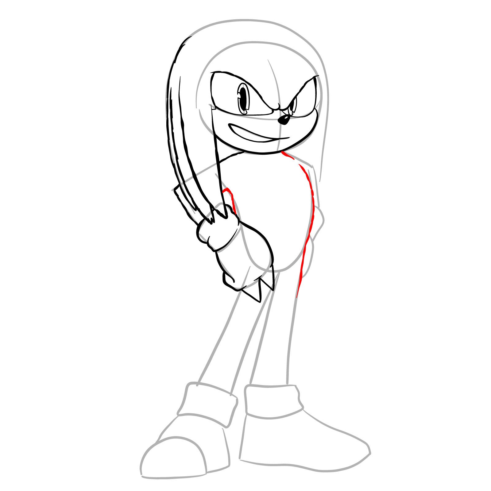 How to draw Knuckles from the movie - step 15
