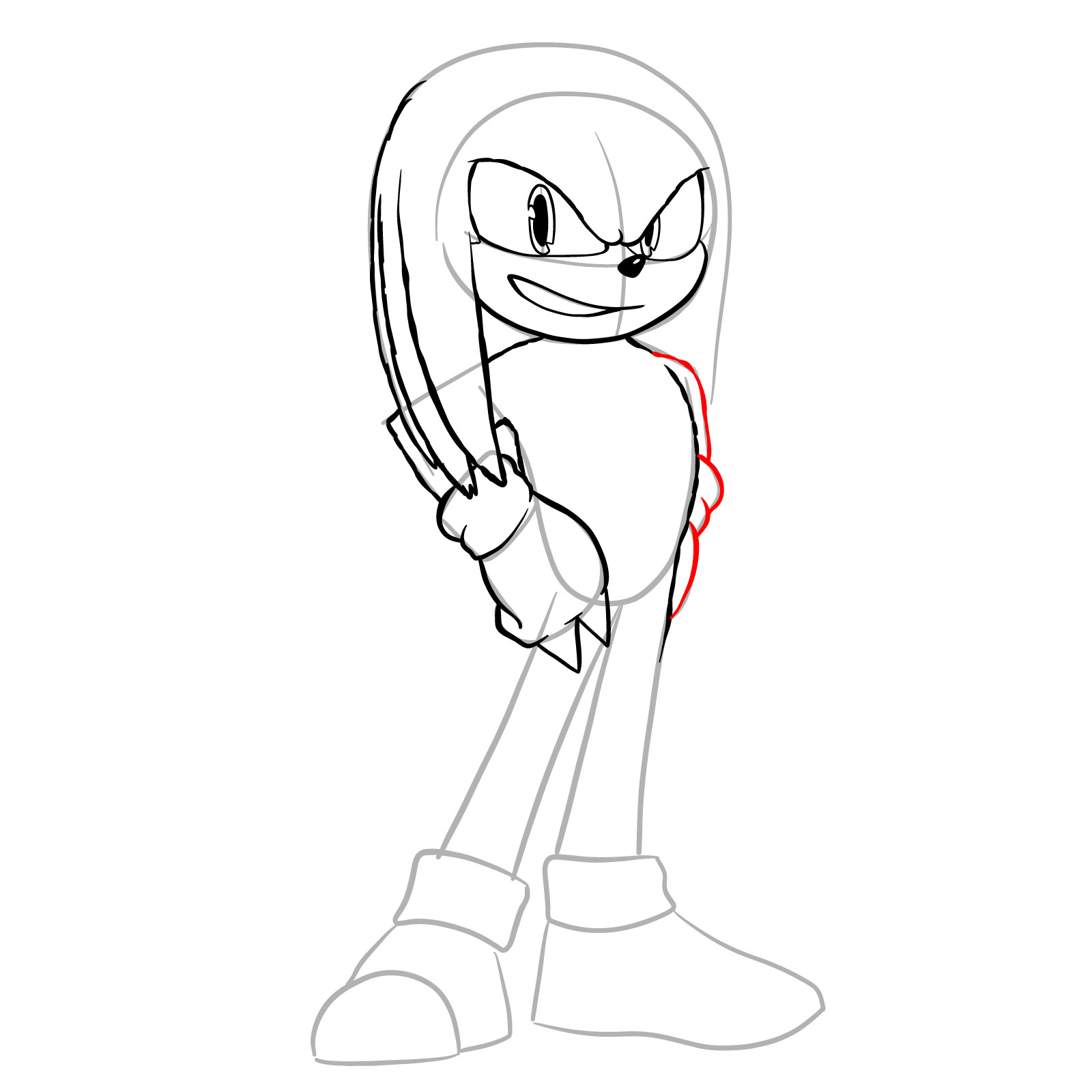 How to draw Knuckles from the movie - step 16