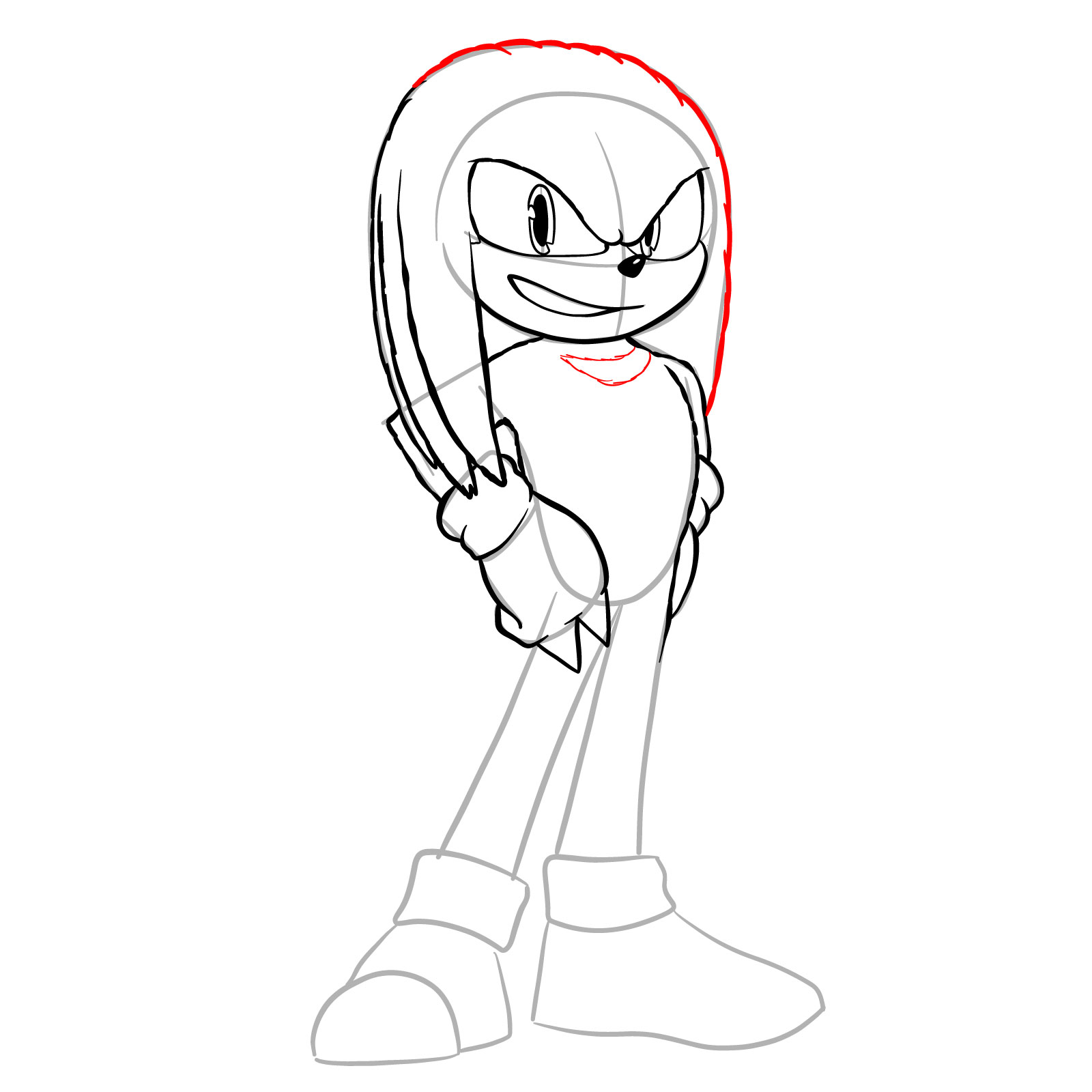 How to draw Knuckles from the movie - step 17