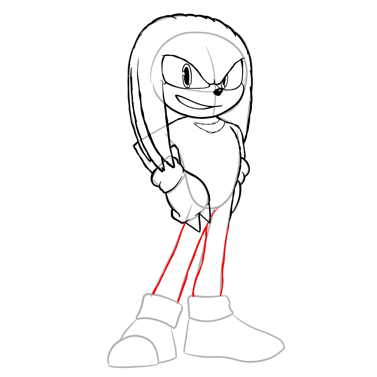 How to draw Knuckles from the movie - step 18