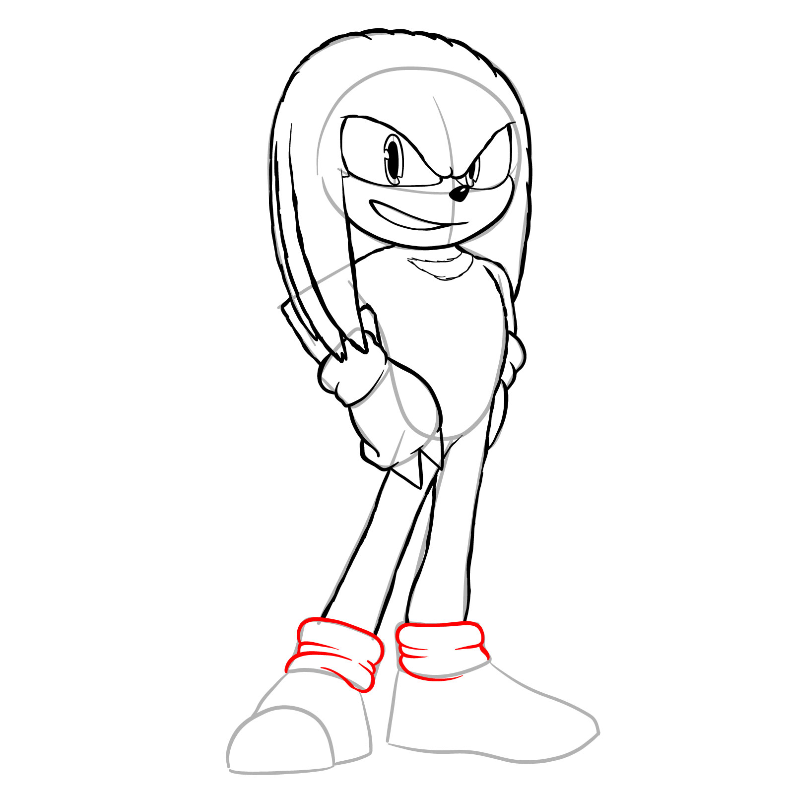 How to draw Knuckles from the movie - step 19