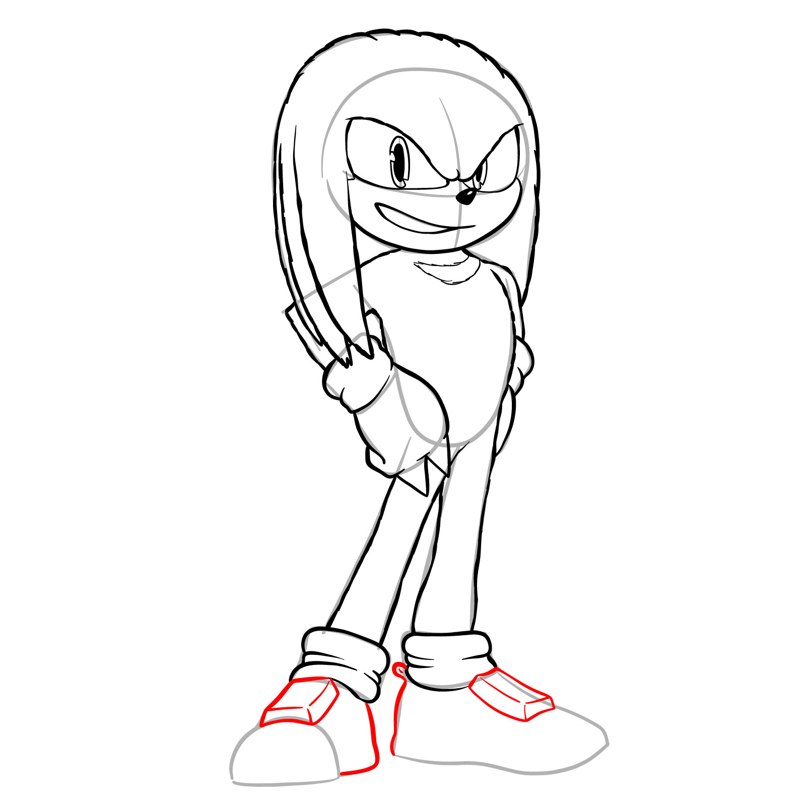 How to draw Knuckles from the movie - step 20