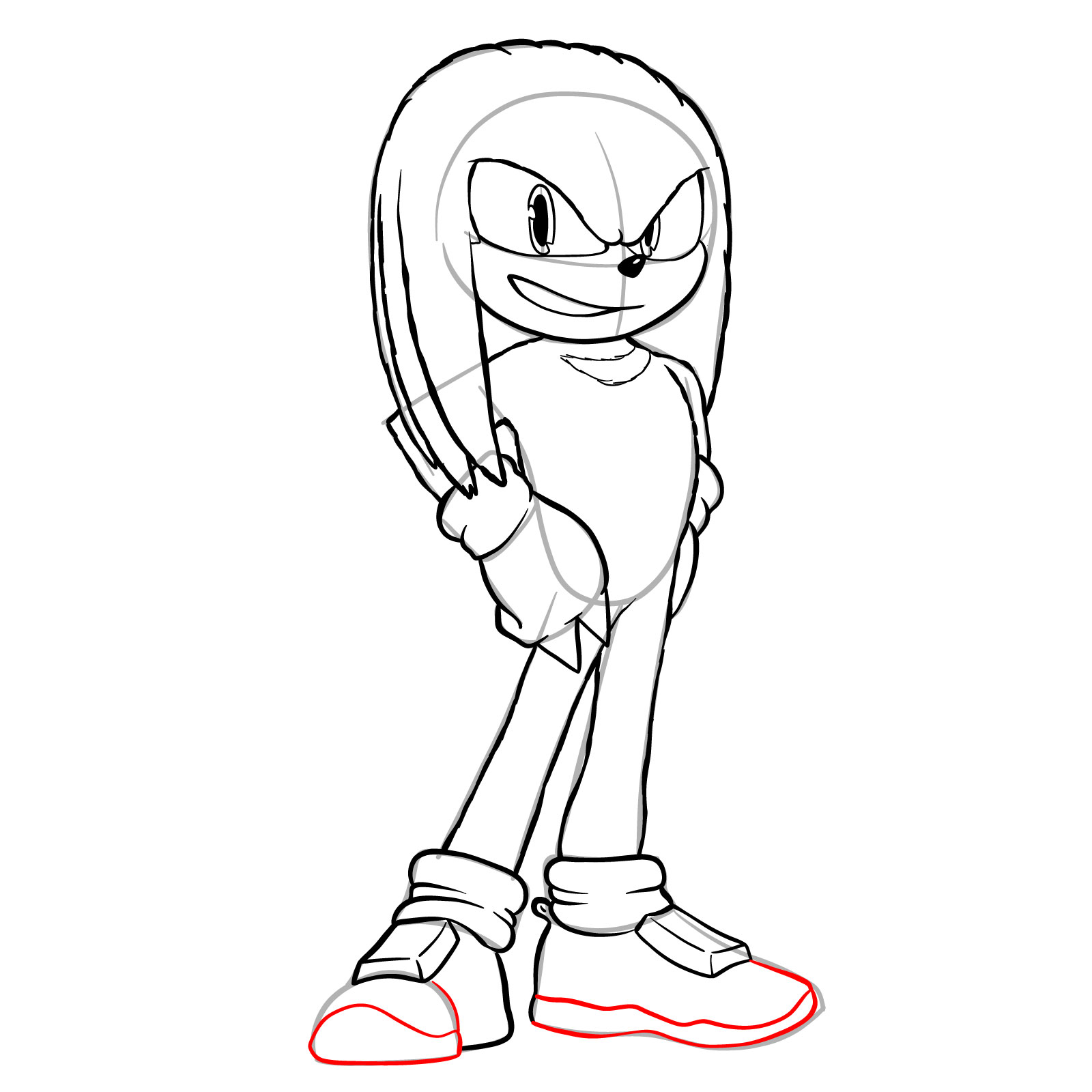 How to draw Knuckles from the movie - step 21