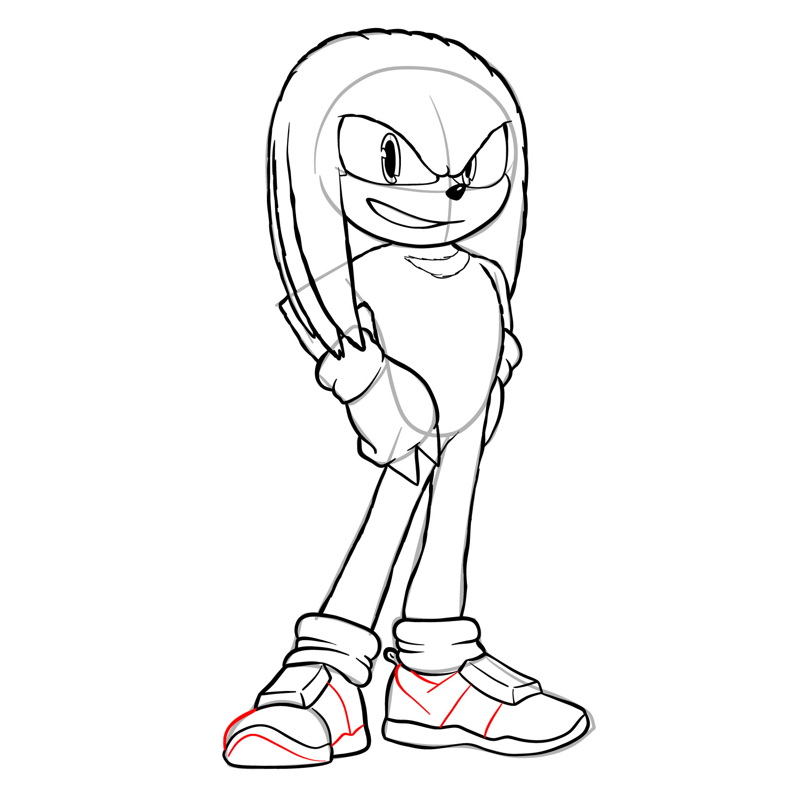 How to draw Knuckles from the movie - step 22