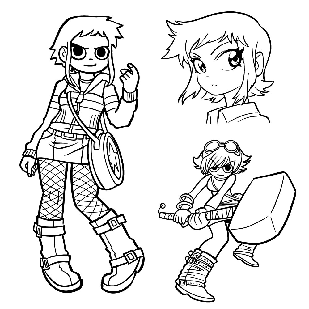 How to Draw Ramona Flowers: Full Body, Hammer Pose, and Anime Face