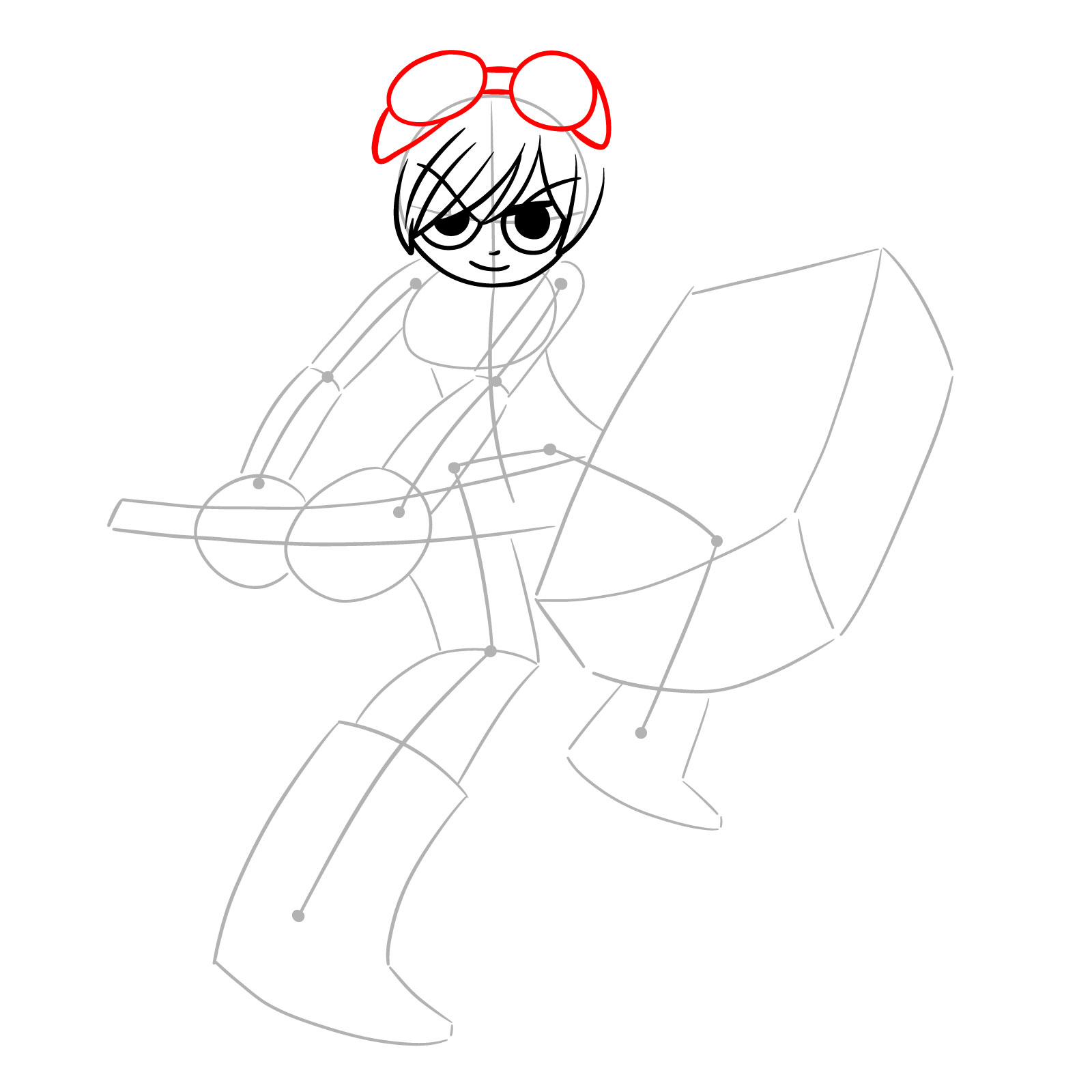Ramona Flowers with her Large Hammer drawing - easy step-by-step guide - step 08