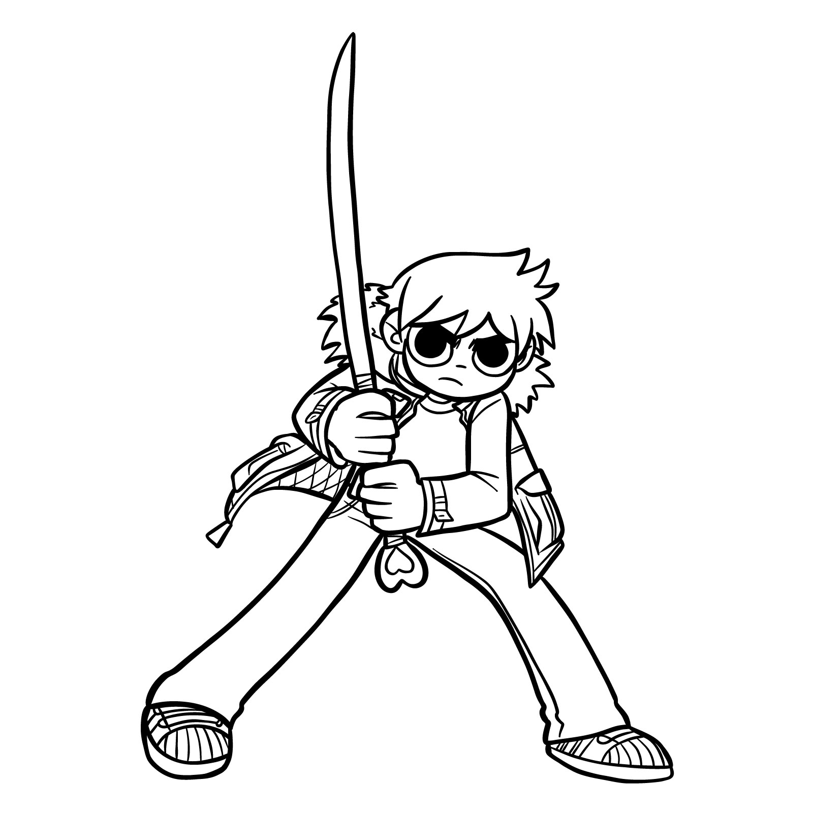 Easy drawing of Scott Pilgrim with The Power of Love - finished drawing