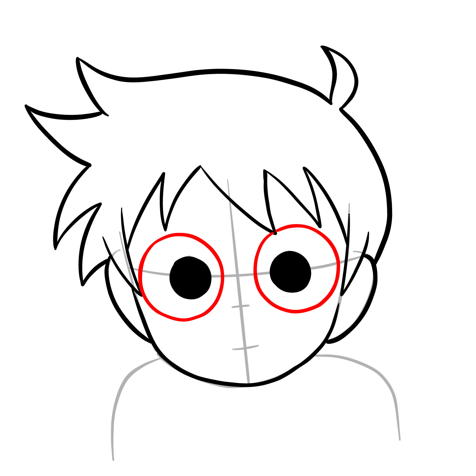 Learn to draw Scott Pilgrim's face from Netflix anime series - step 07