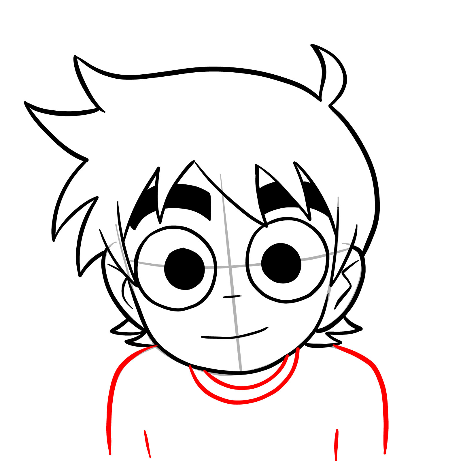 Learn to draw Scott Pilgrim's face from Netflix anime series - step 09