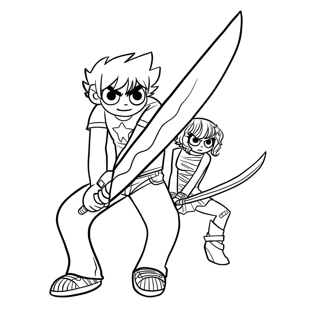 How to Draw Scott and Ramona with Their Swords