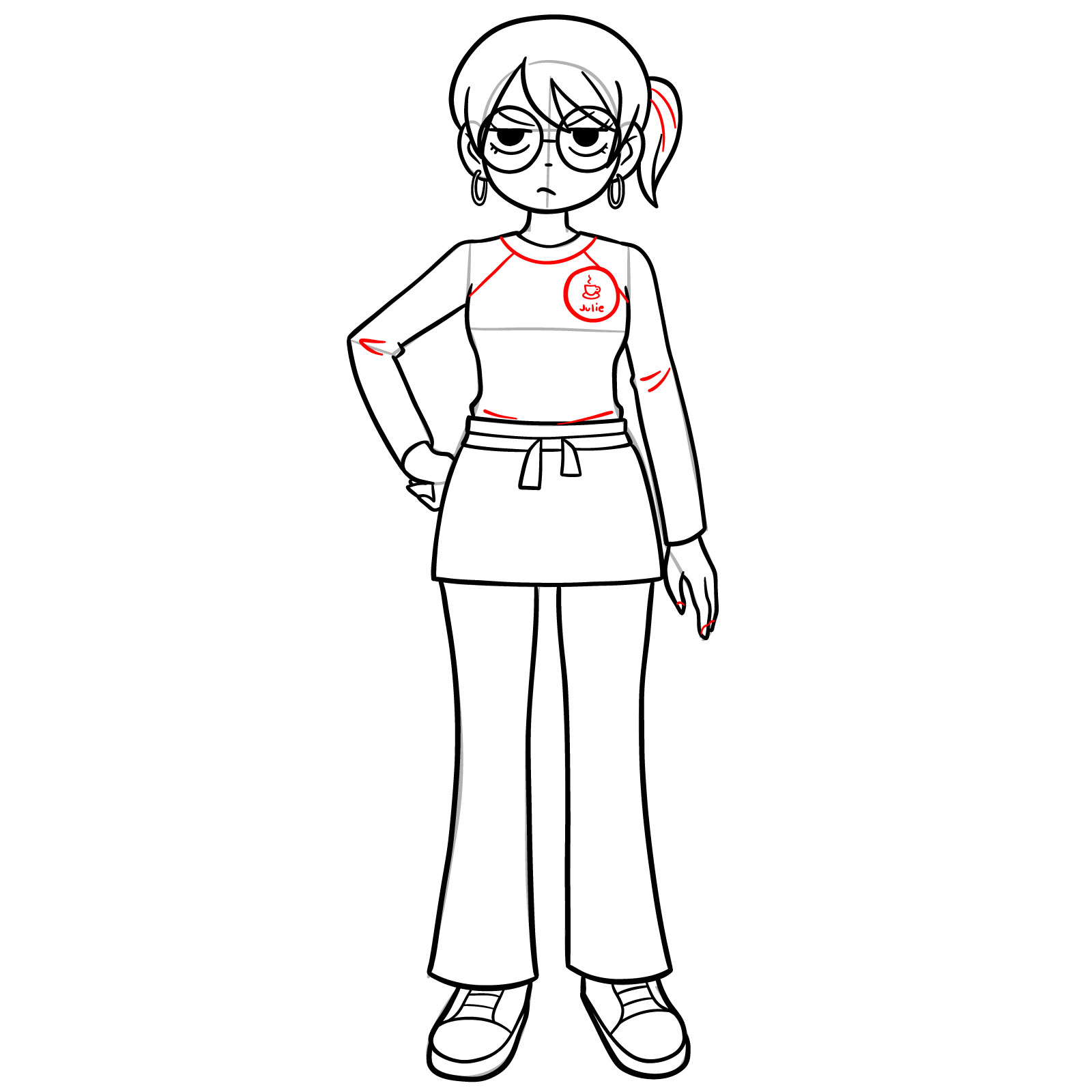 How to Draw Julie Powers from SPTO - step 17