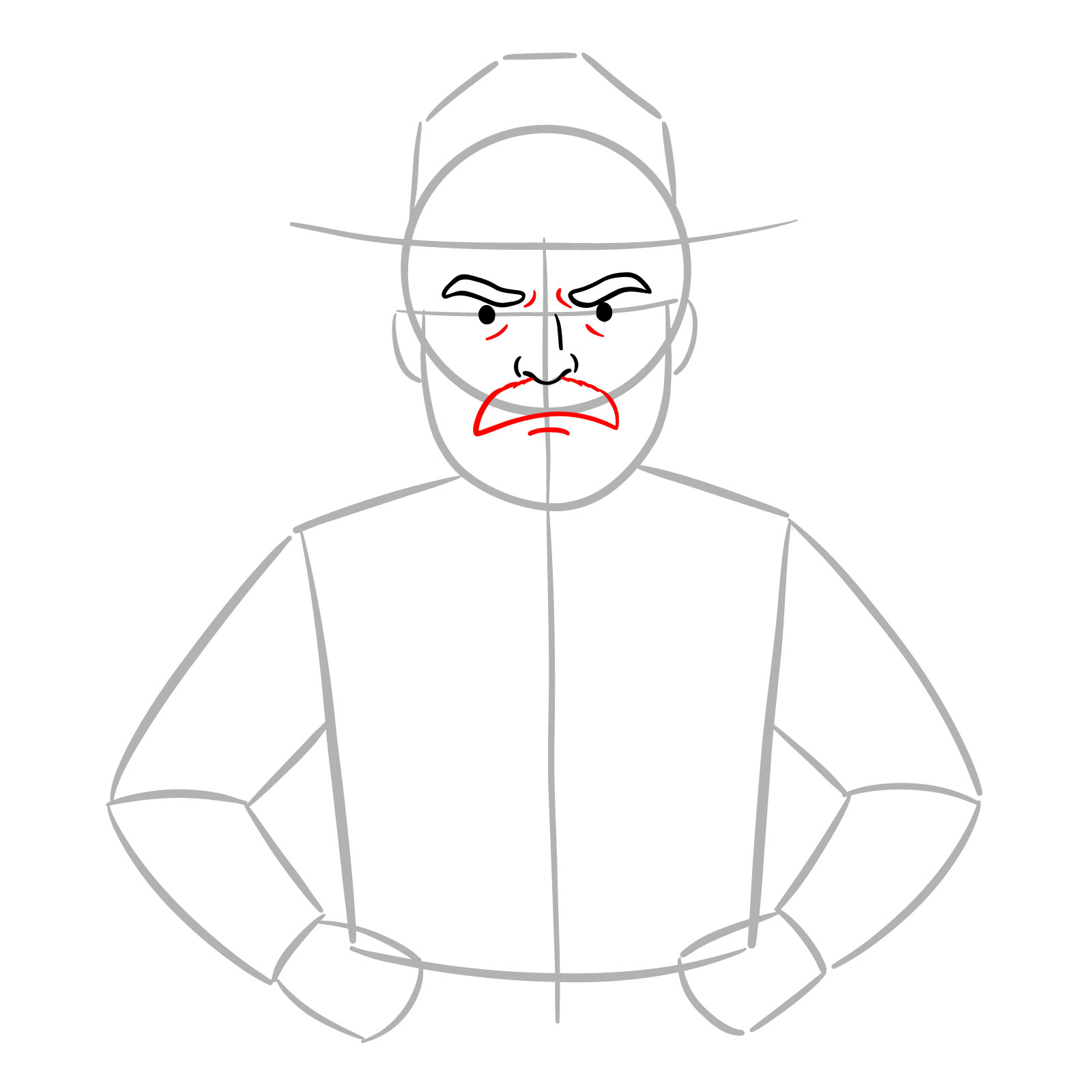How to Draw Jim Hopper in His Sheriff Uniform - step 05