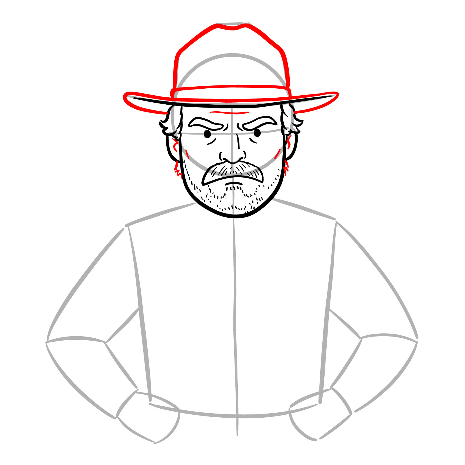 How to Draw Jim Hopper in His Sheriff Uniform - step 09