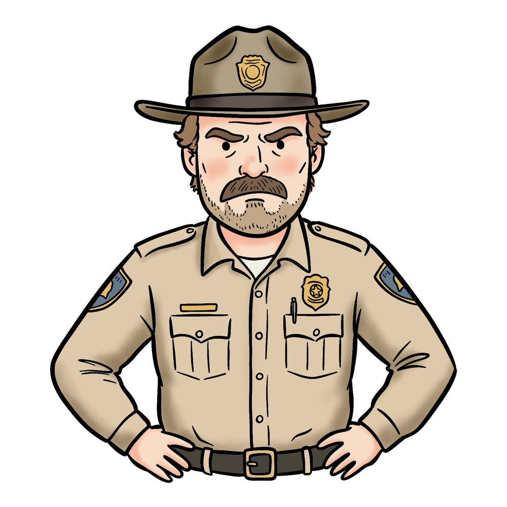 How to Draw Jim Hopper in Sheriff Uniform from Stranger Things