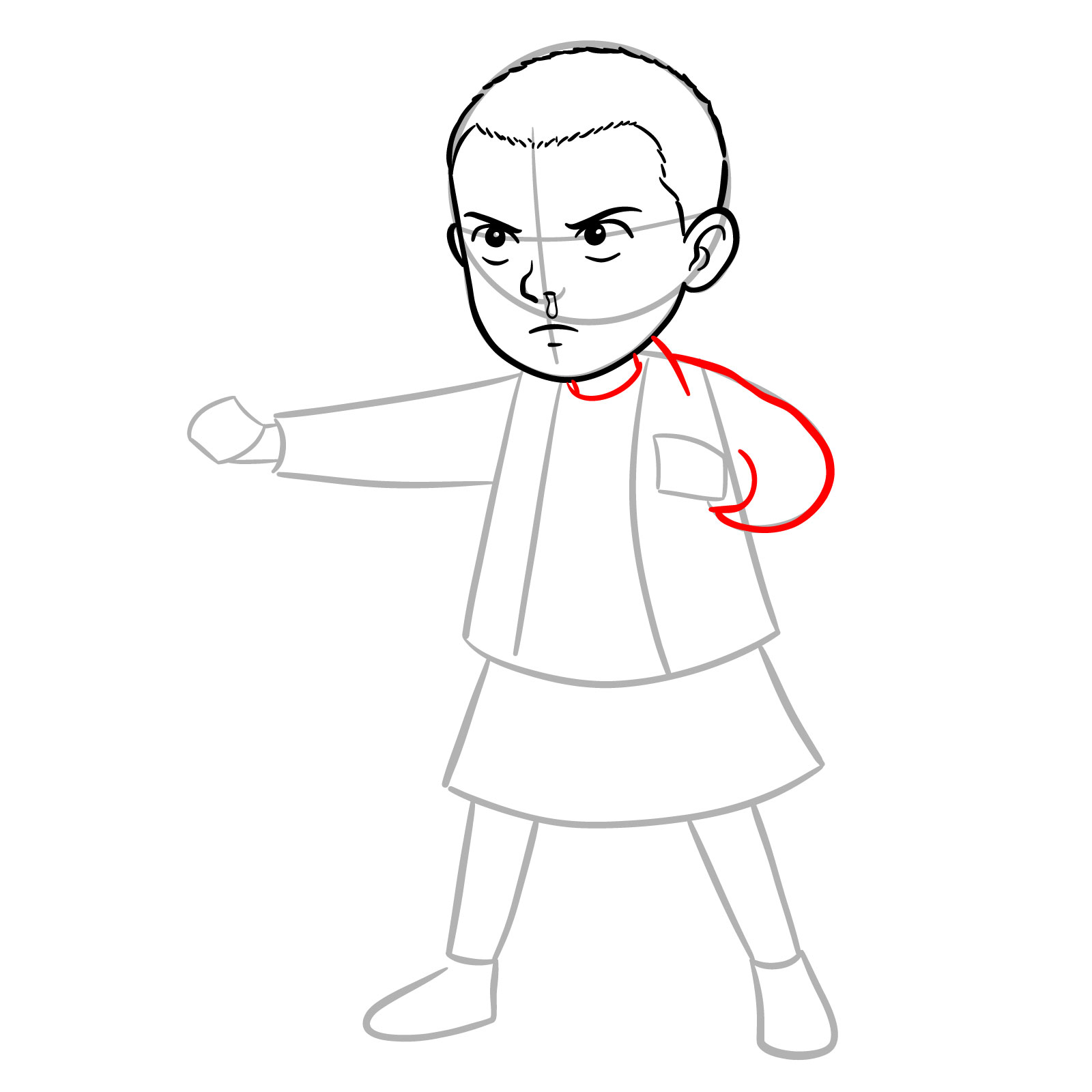How to Draw Eleven from Stranger Things - step 07
