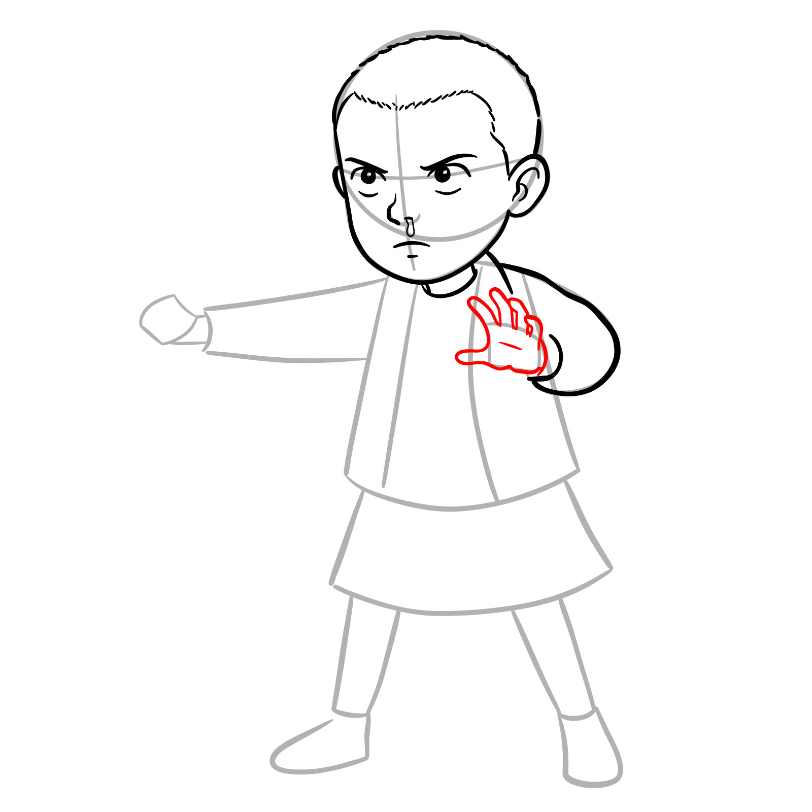 How to Draw Eleven from Stranger Things - step 08