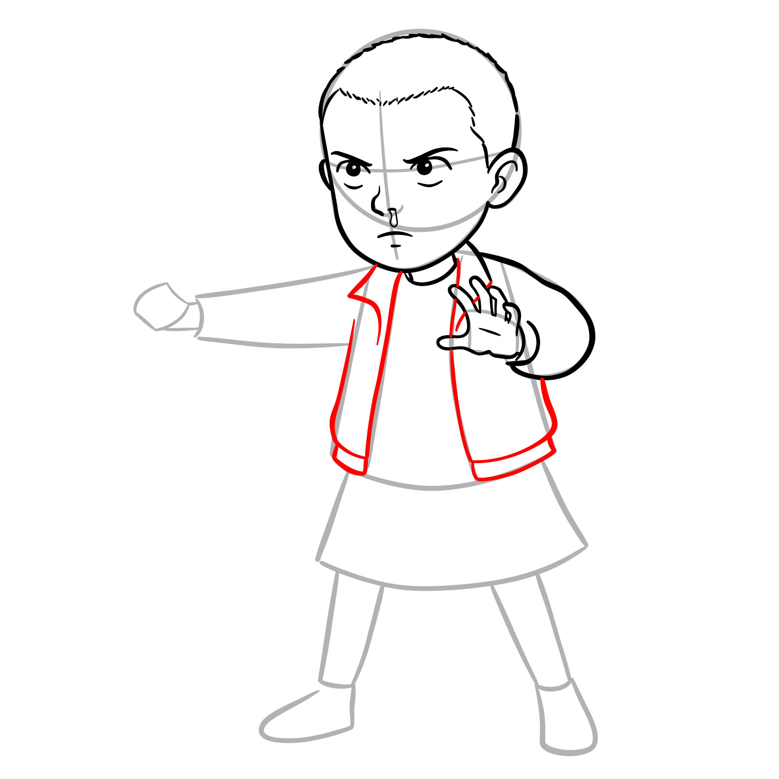 How to Draw Eleven from Stranger Things - step 09