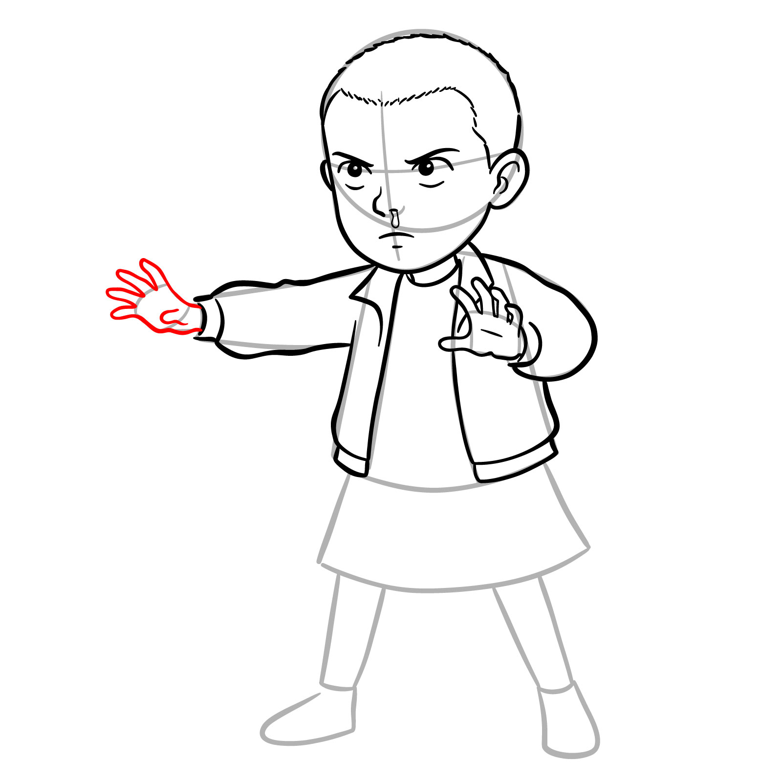 How to Draw Eleven from Stranger Things - step 11