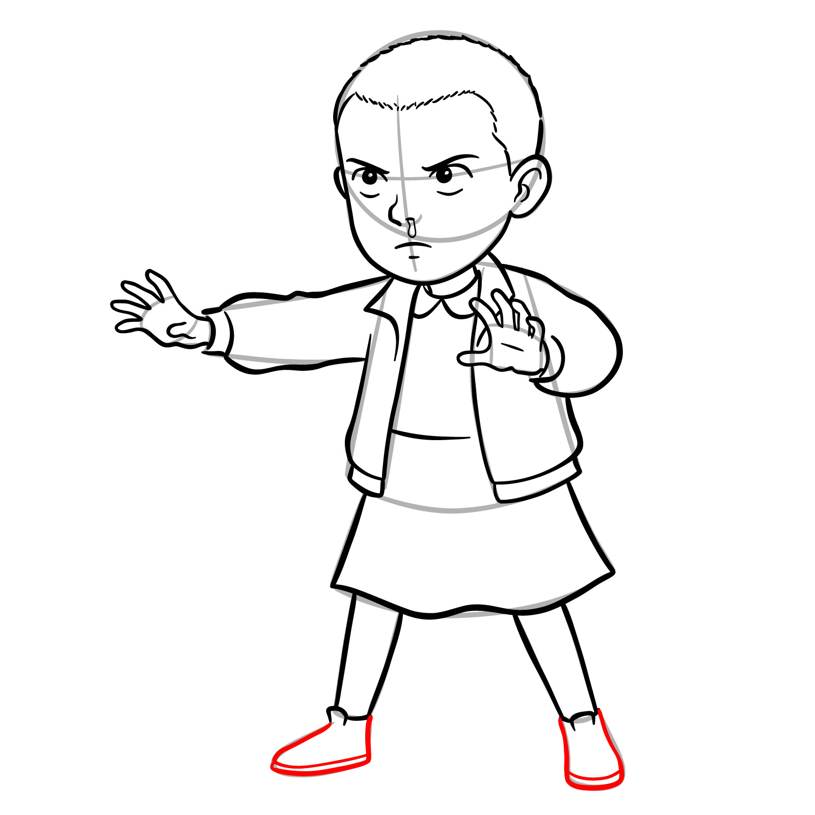 How to Draw Eleven from Stranger Things - step 14