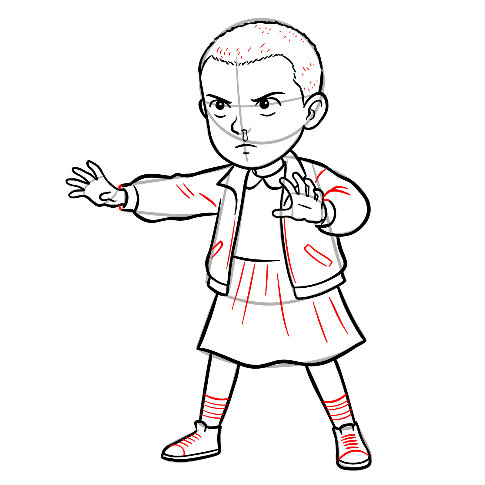 How to Draw Eleven from Stranger Things - step 15