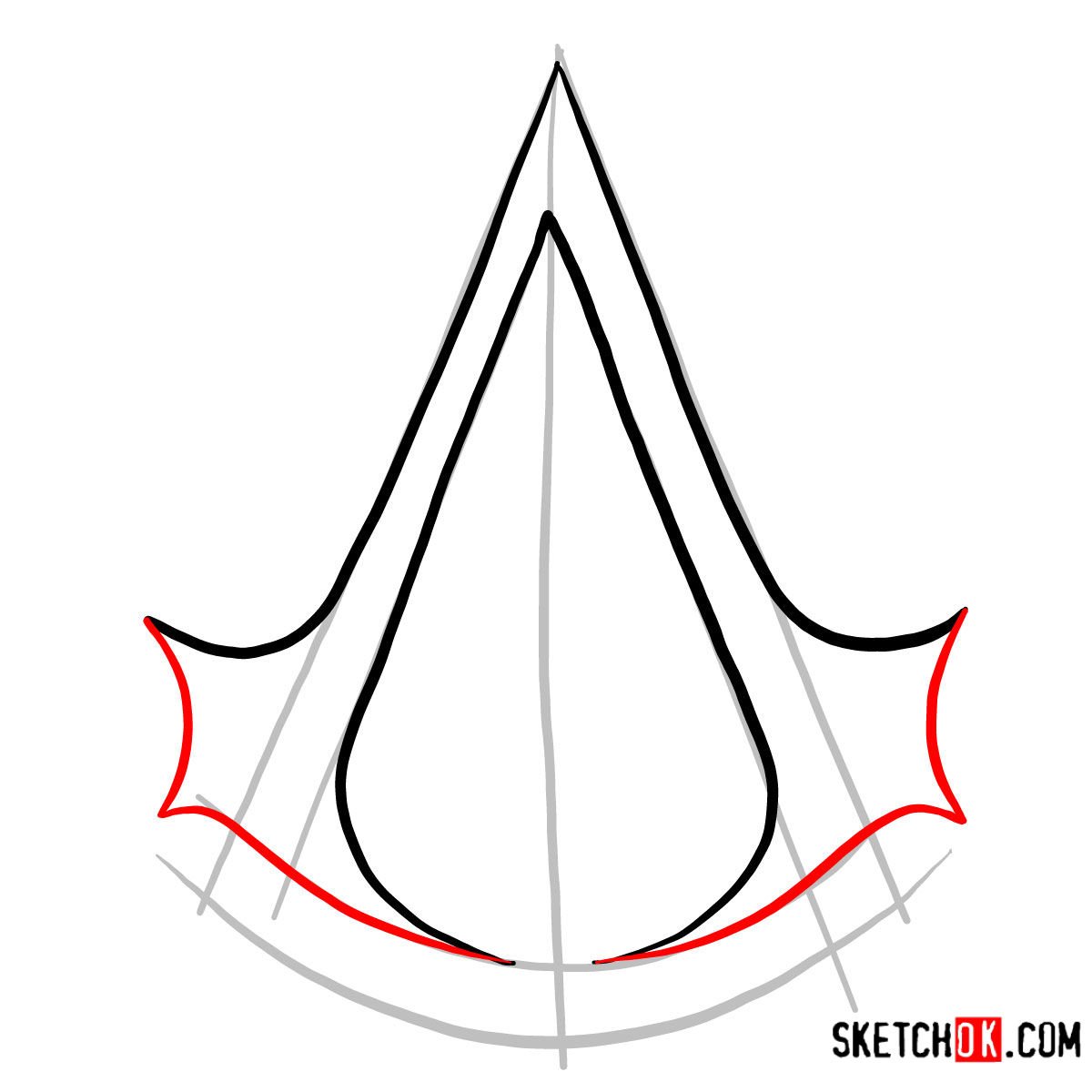How to draw the Logo of Assassins | Assassin’s Creed - step 04