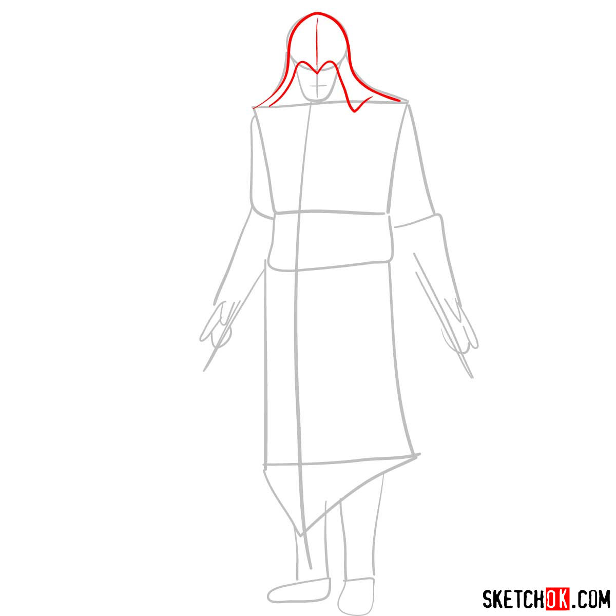 How to draw an Assassin from Assassin's Creed game - step 03