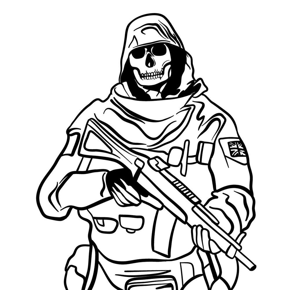 How to draw Simon ‘Ghost’ Riley (CoD)