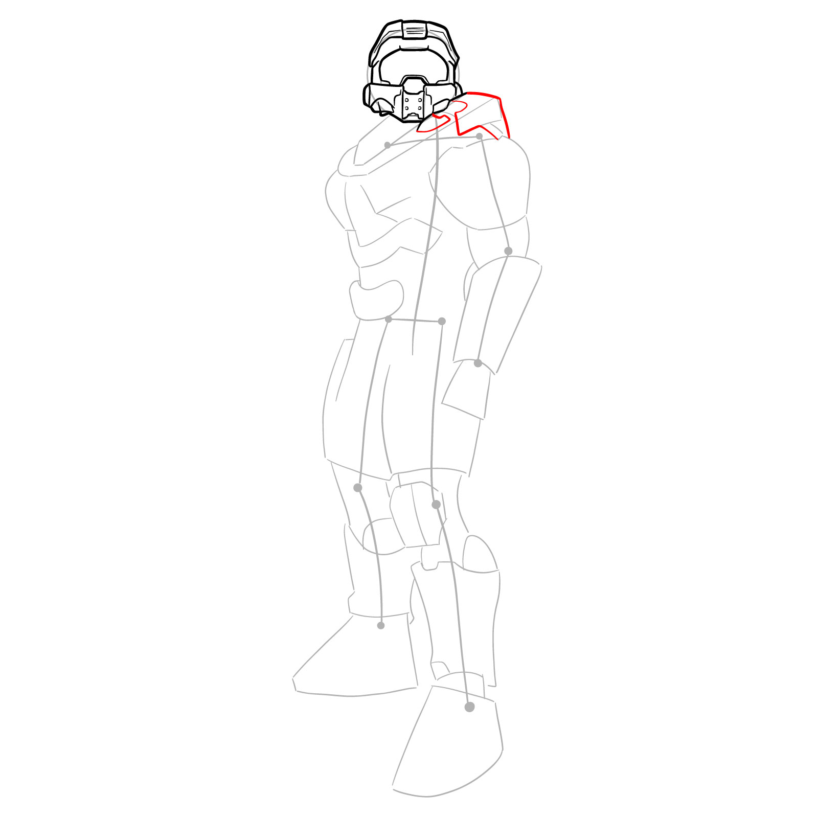 How to Draw Master Chief Petty Officer John-117 - step 11