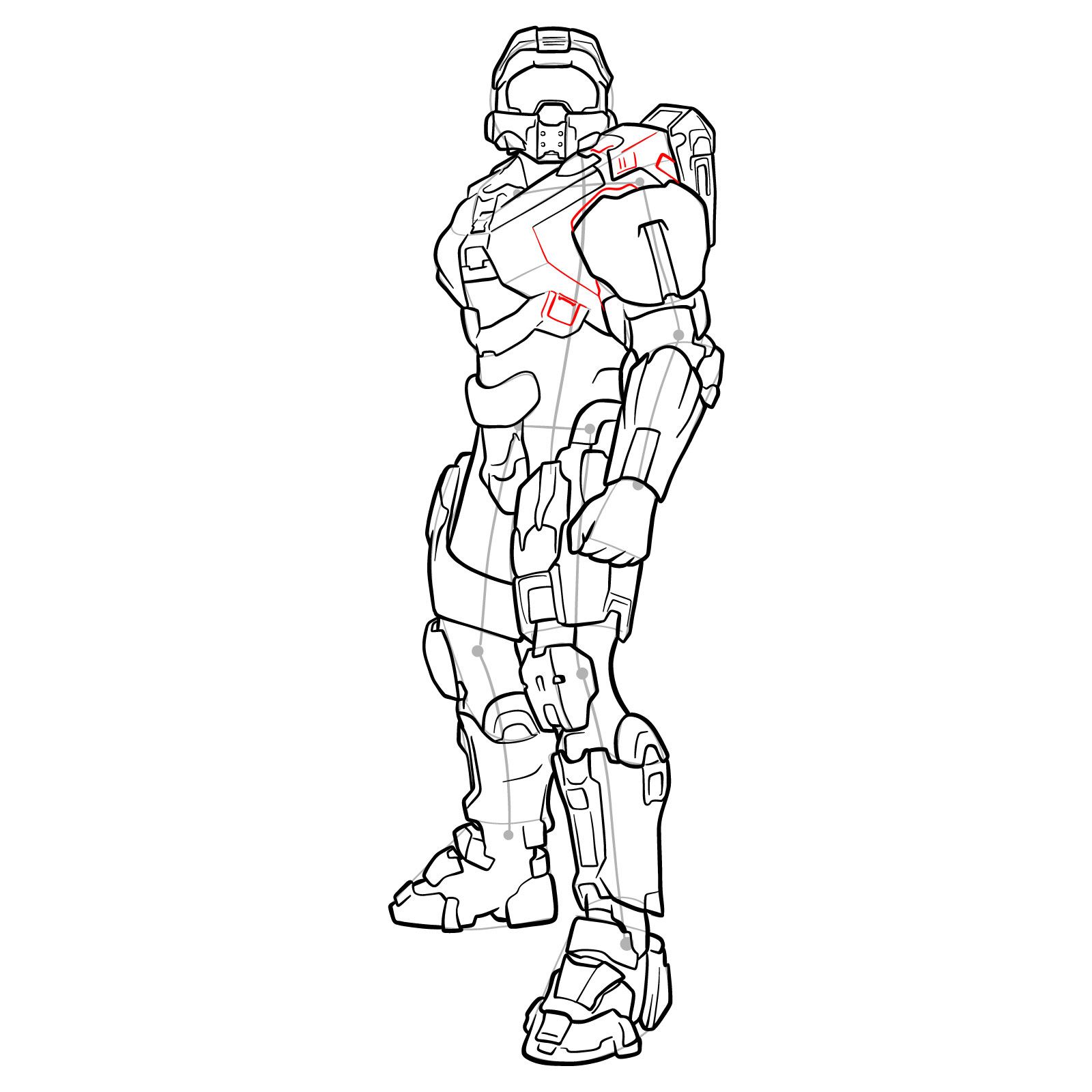 How to Draw Master Chief Petty Officer John-117 - step 43
