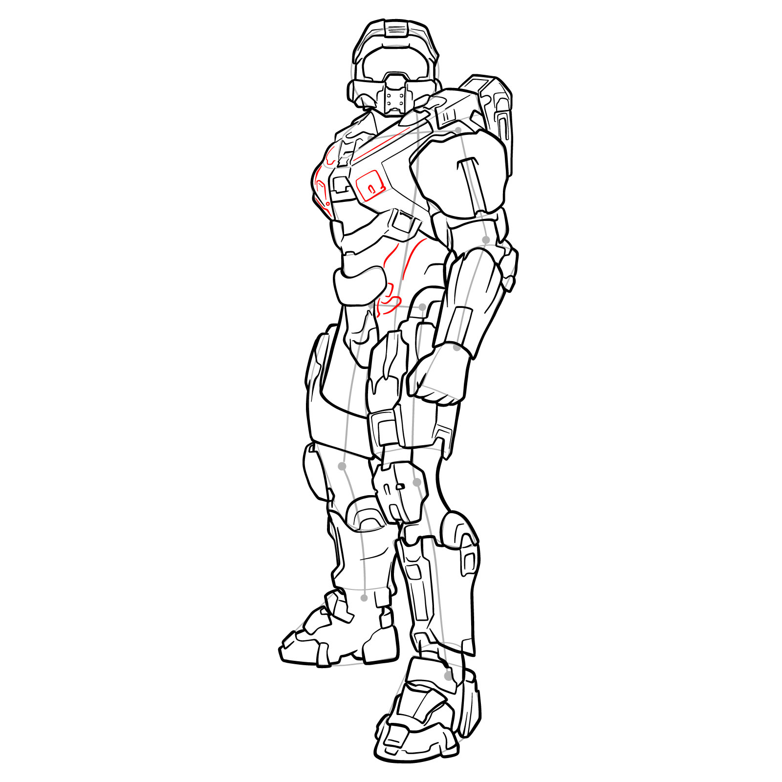 How to Draw Master Chief Petty Officer John-117 - step 44
