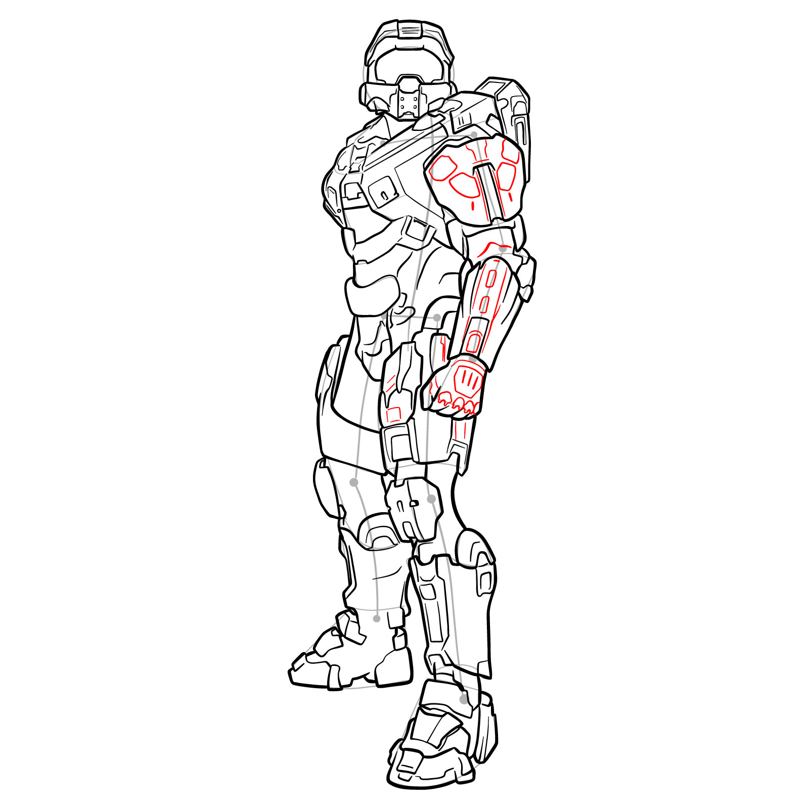How to Draw Master Chief Petty Officer John-117 - step 45