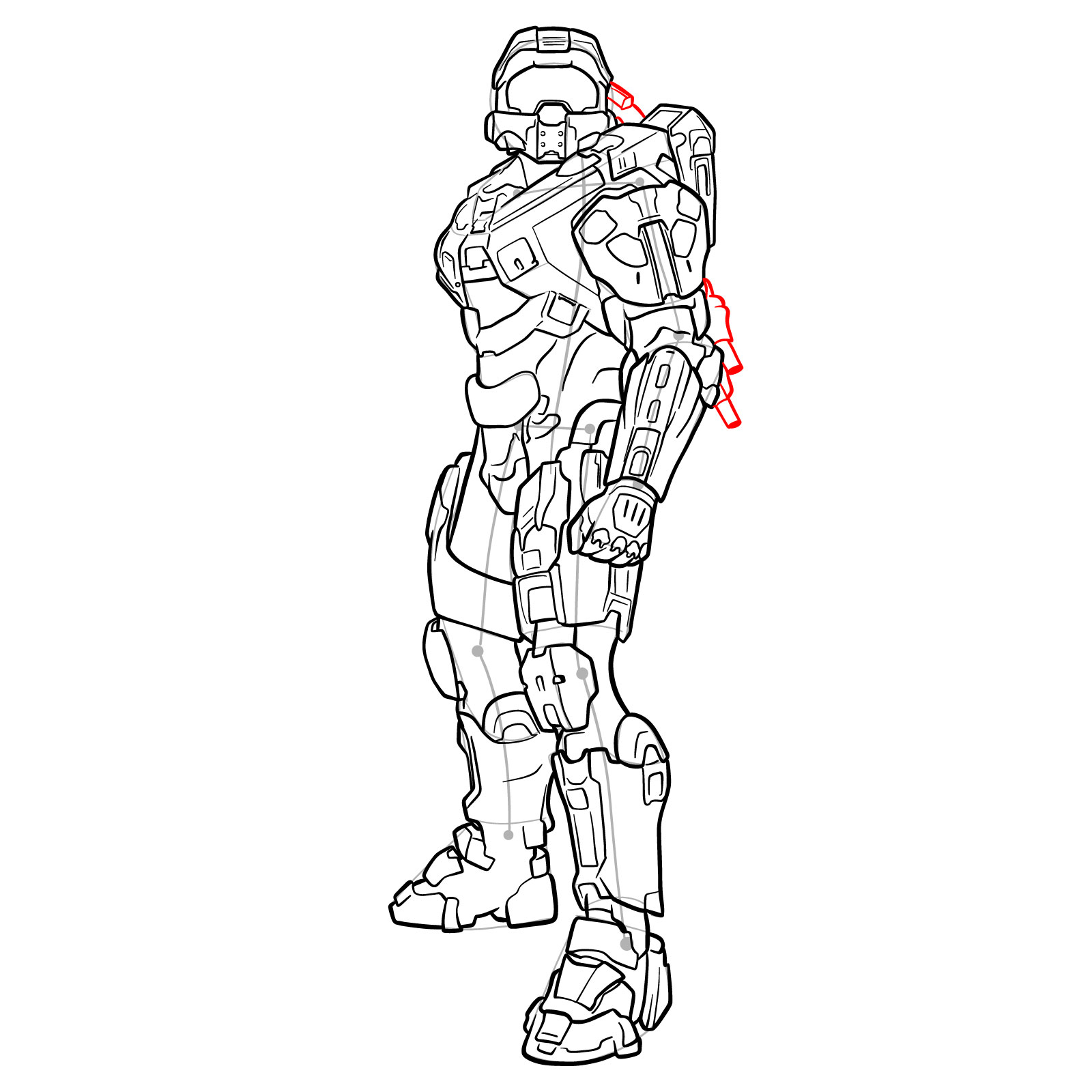 How to Draw Master Chief Petty Officer John-117 - step 46