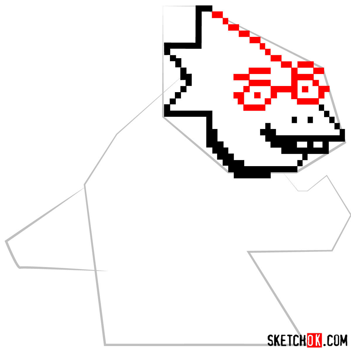 How to draw Dr. Alphys pixel version (Undertale) - step 04