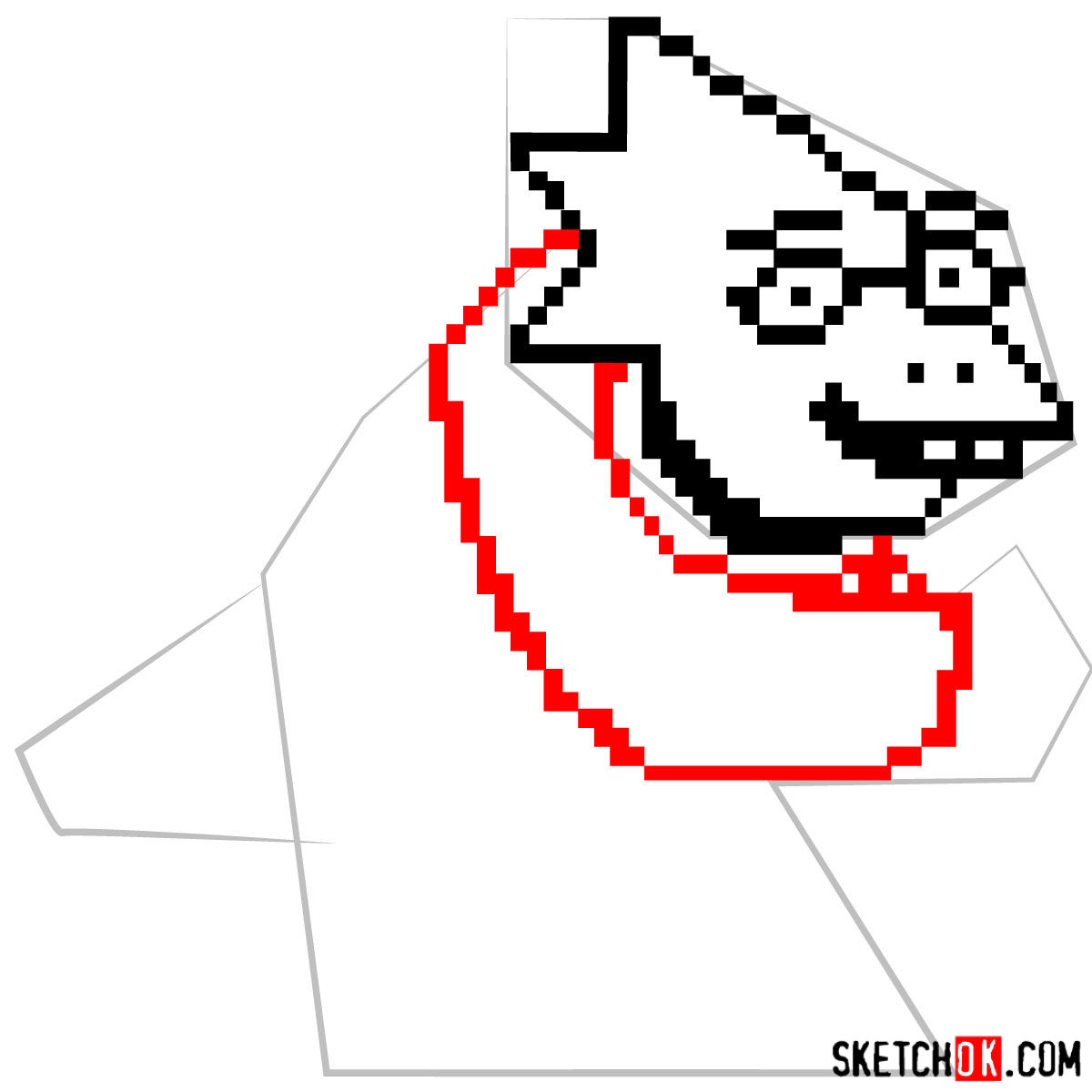 How to draw Dr. Alphys pixel version (Undertale) - step 05