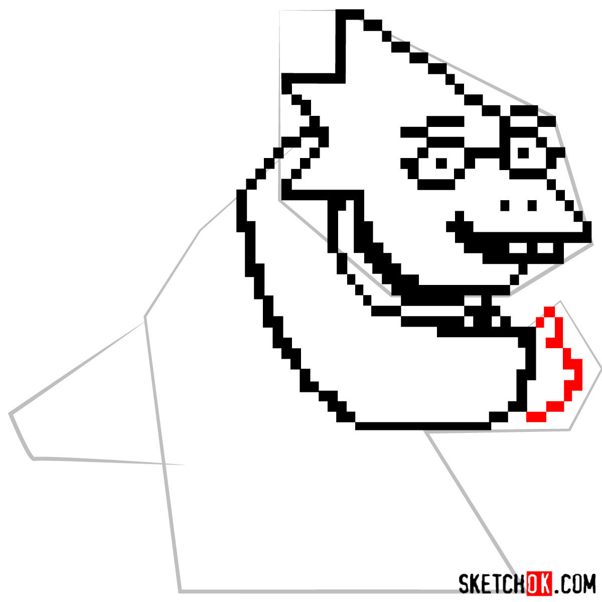 How to draw Dr. Alphys pixel version (Undertale) - step 06